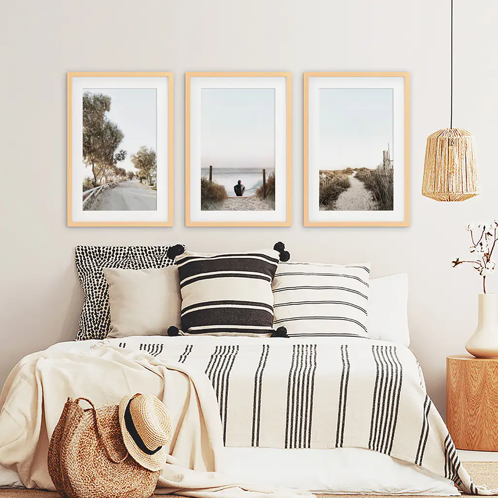 Surfer on the Beach. Coastal 3 Piece Wall Art - Image 8