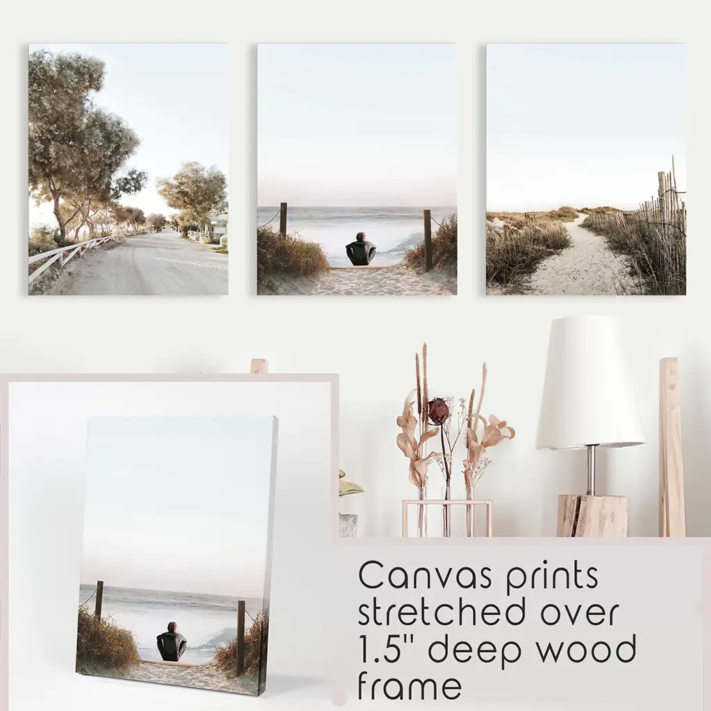 Surfer on the Beach. Coastal 3 Piece Wall Art - Image 9