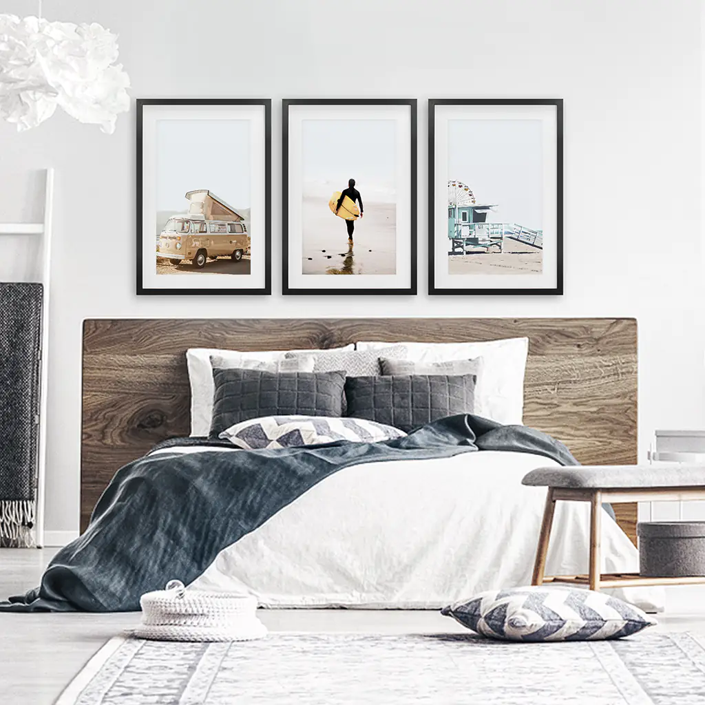 Surfer on the Sand Wall Art Set. Yellow Bus, Lifeguard Tower - Image 5