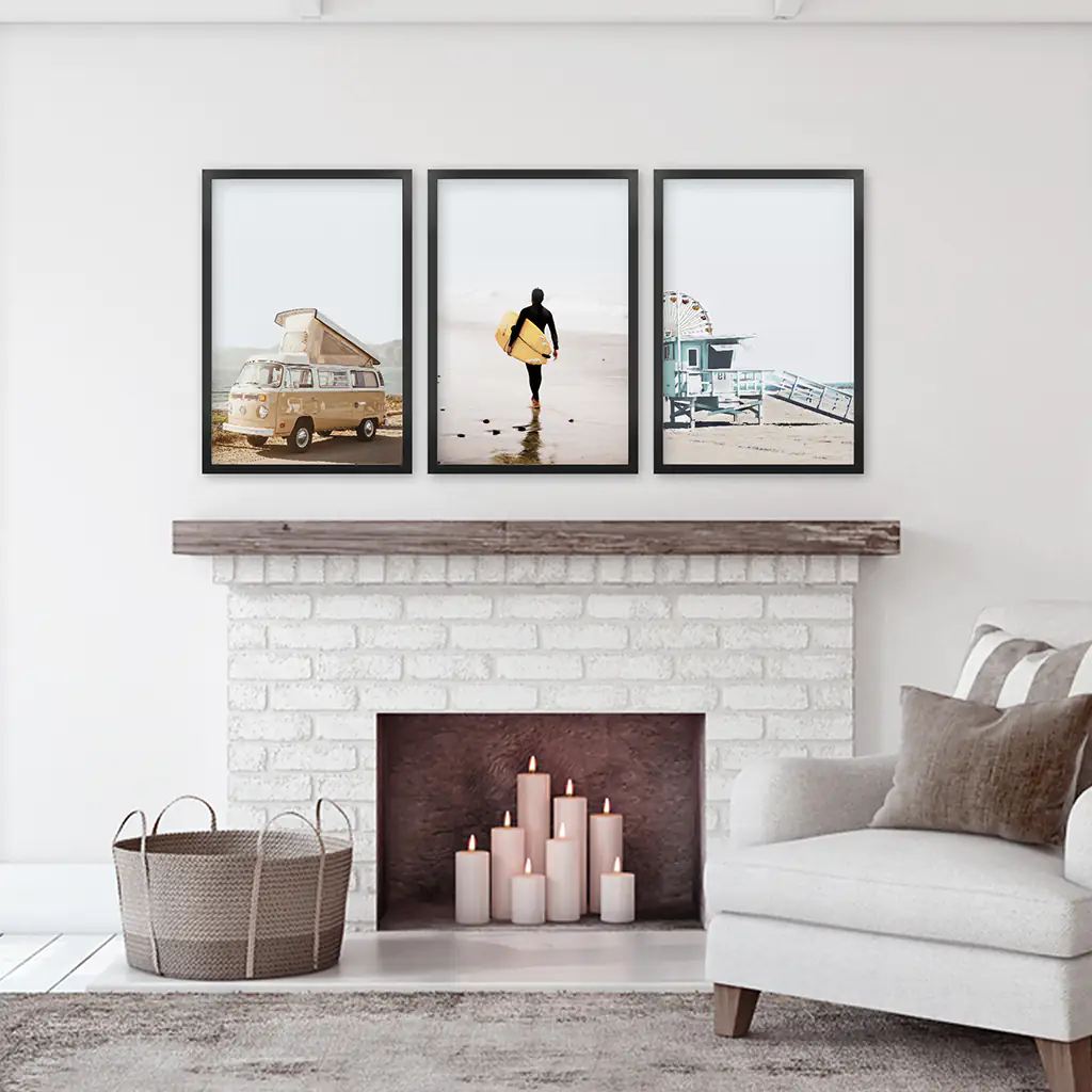 Surfer on the Sand Wall Art Set. Yellow Bus, Lifeguard Tower - Image 6