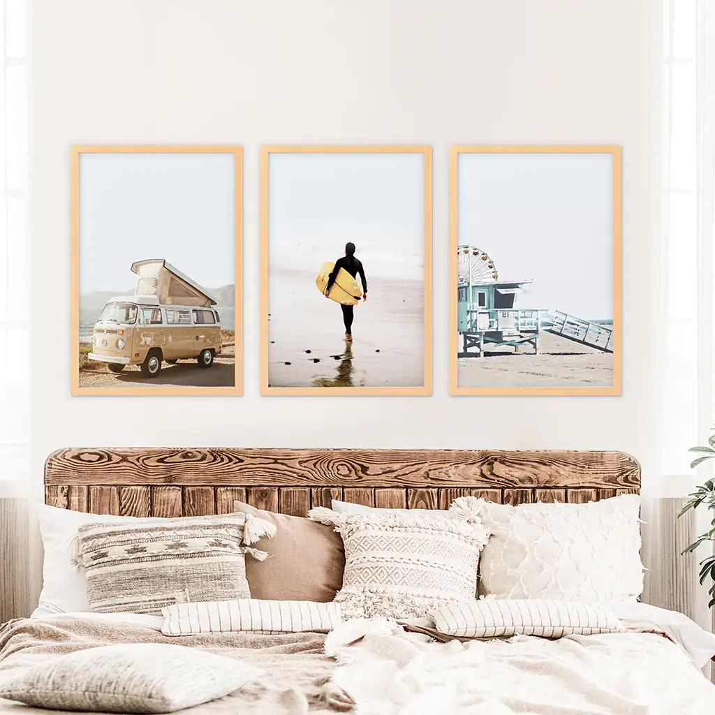 Surfer on the Sand Wall Art Set. Yellow Bus, Lifeguard Tower - Image 7