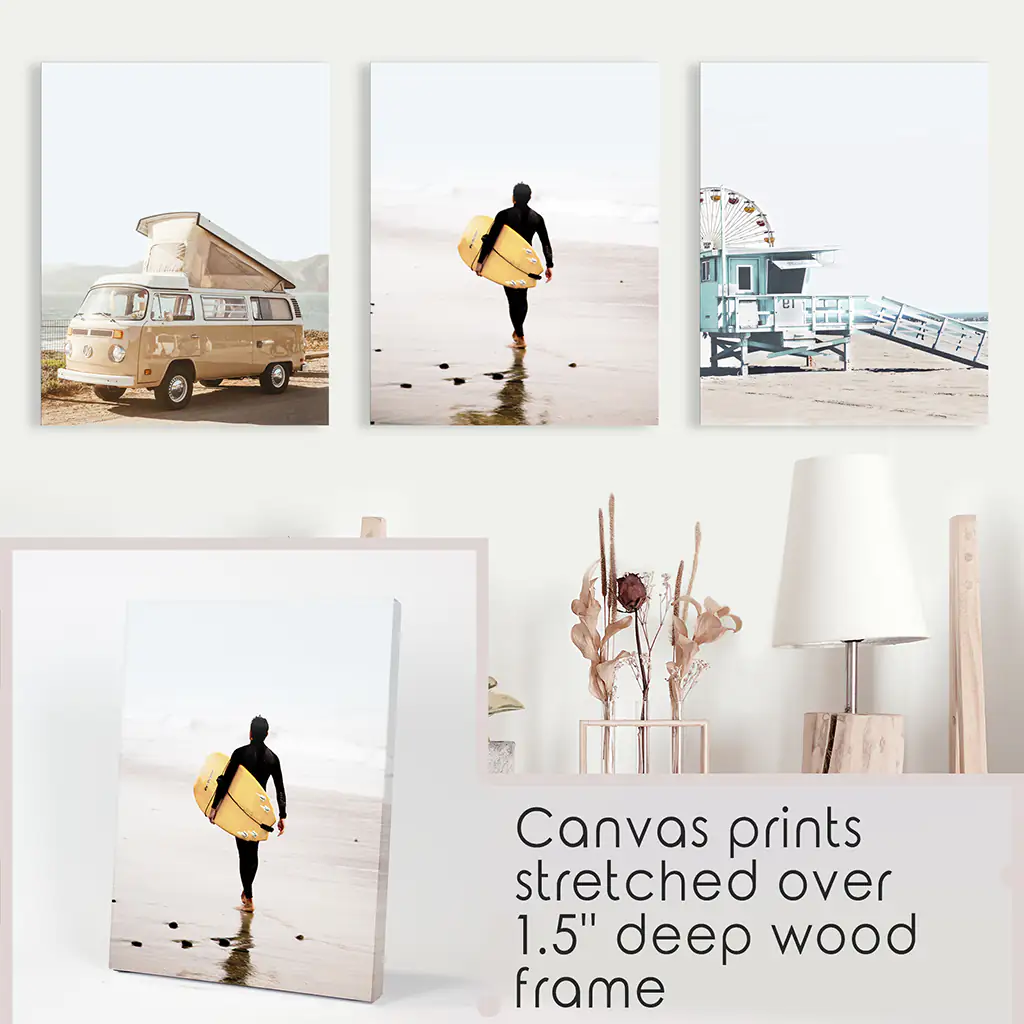 Surfer on the Sand Wall Art Set. Yellow Bus, Lifeguard Tower - Image 9