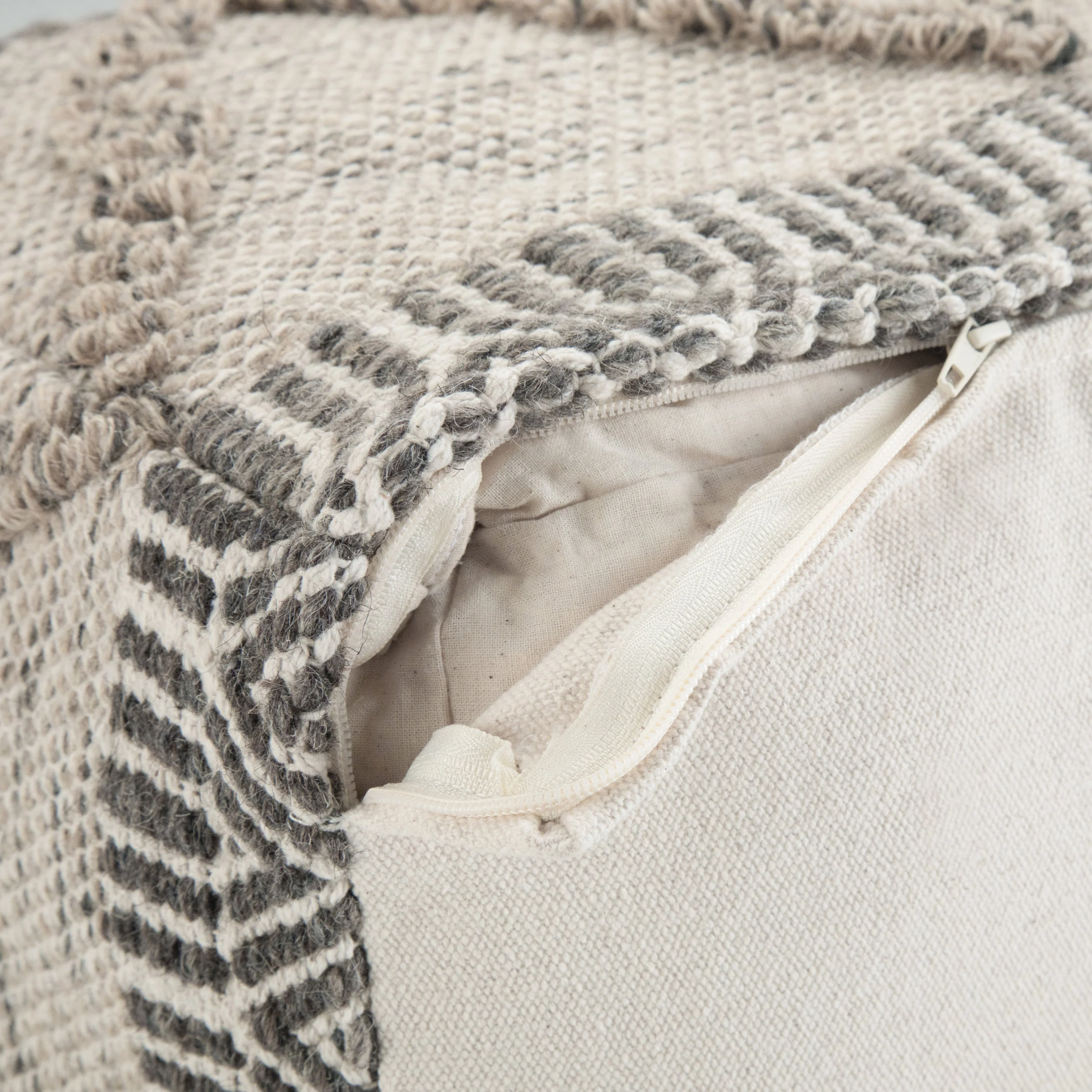 Sweeney Square Pouf Grey/Natural - Image 4