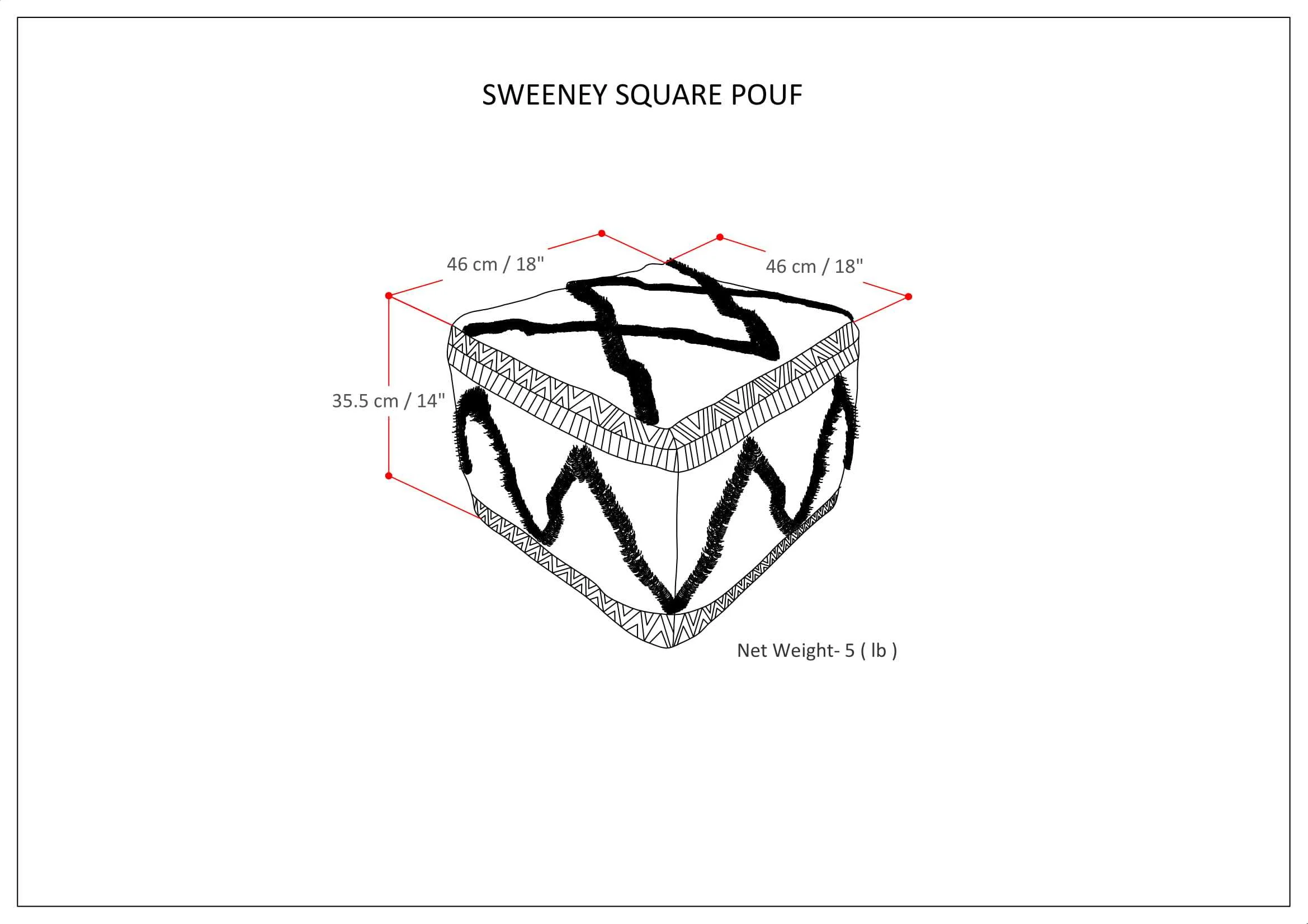 Sweeney Square Pouf Grey/Natural - Image 7