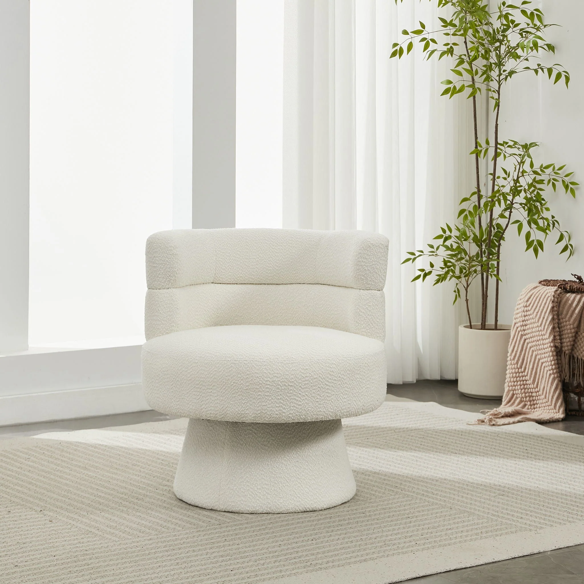 Swivel Accent Chair, 360° Rotating Design With Ergonomic Support - Image 4