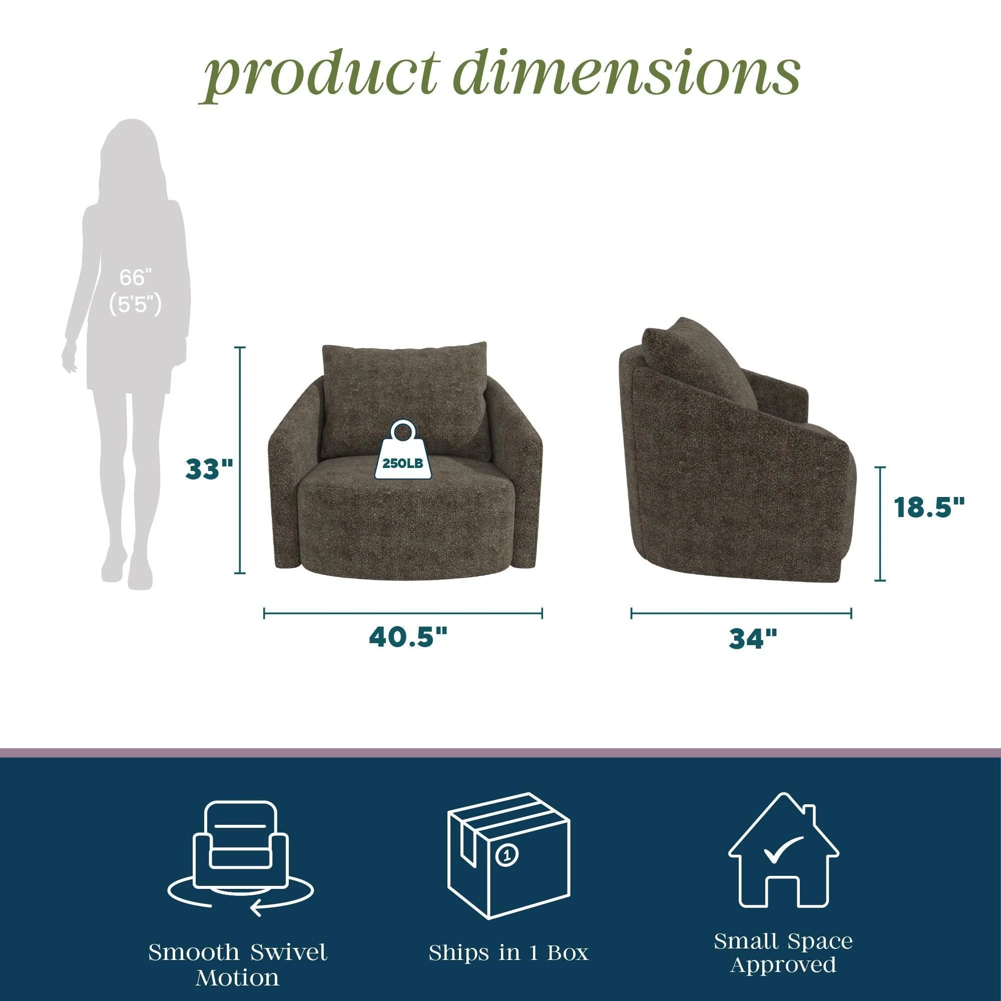 Swivel Accent Chair - Brown Gray - Image 2