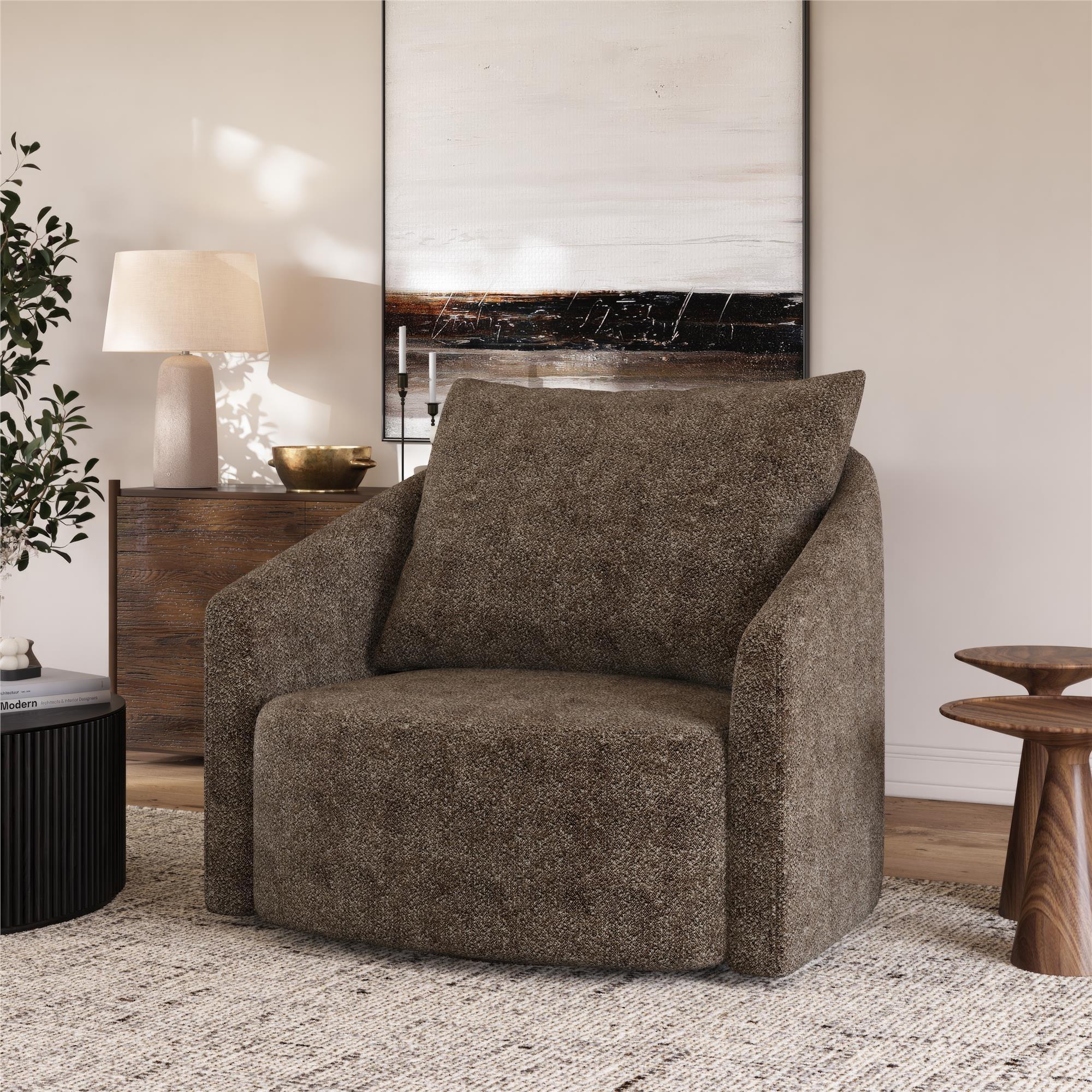 Swivel Accent Chair - Brown Gray - Image 4