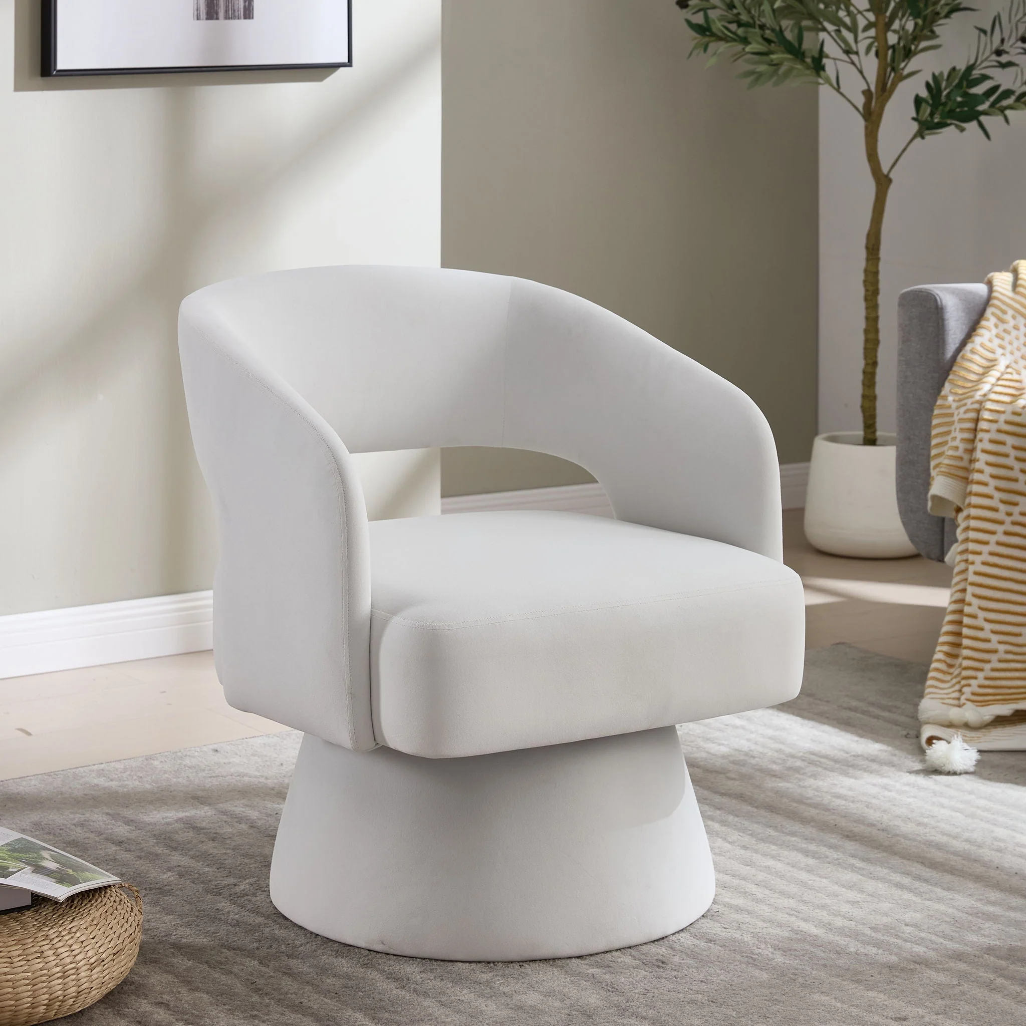 Swivel Barrel Chair With 360 Degree Rotation - Image 11