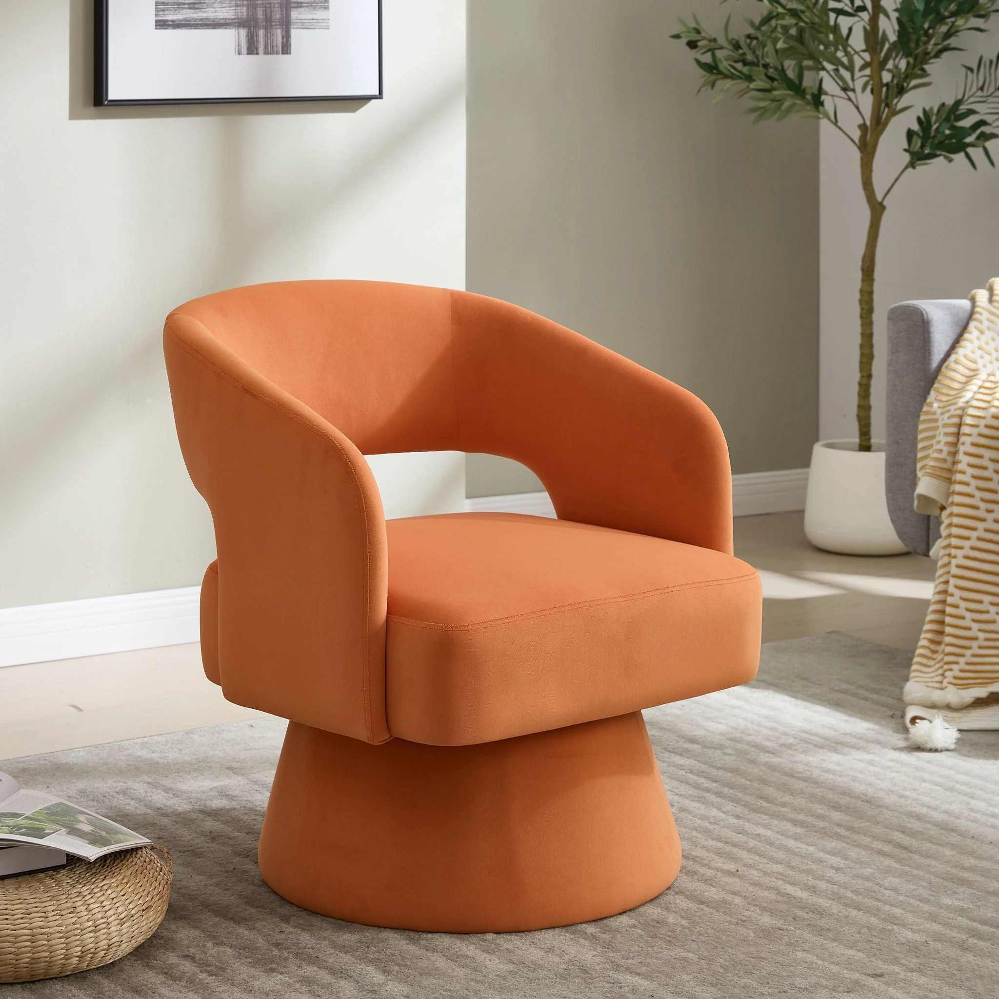 Swivel Barrel Chair With 360 Degree Rotation - Image 12