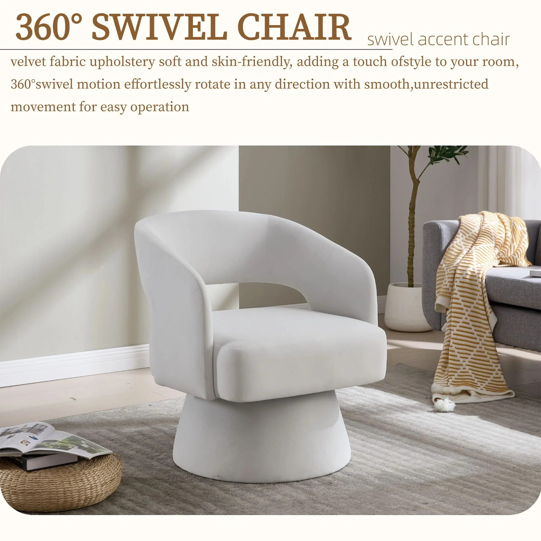 Swivel Barrel Chair With 360 Degree Rotation - Image 9