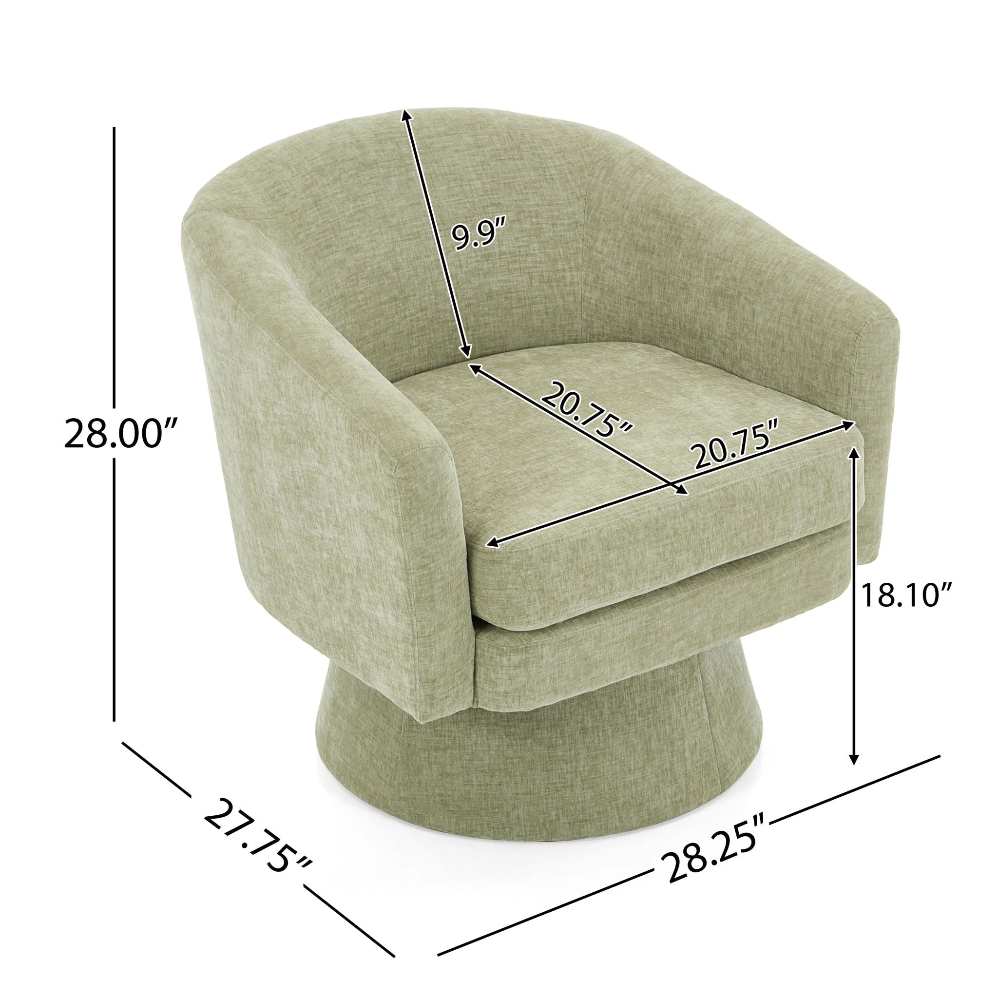 Swivel Barrel Chair With Cushioning For Living Room & Office, 360° Rotating - Green - Image 4