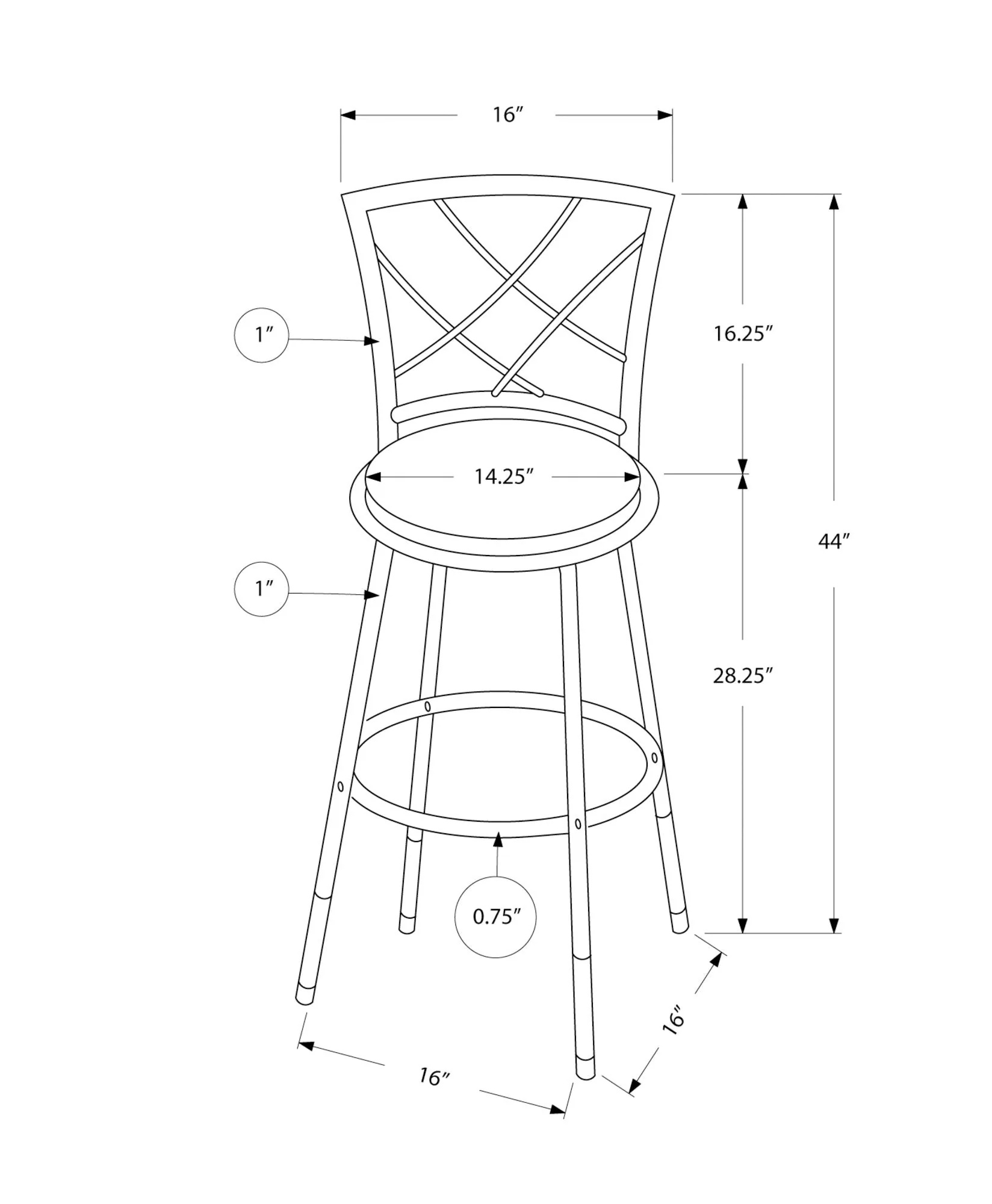 Swivel Stool Bar Height, Contemporary & Modern Style (Set of 2) - Image 3