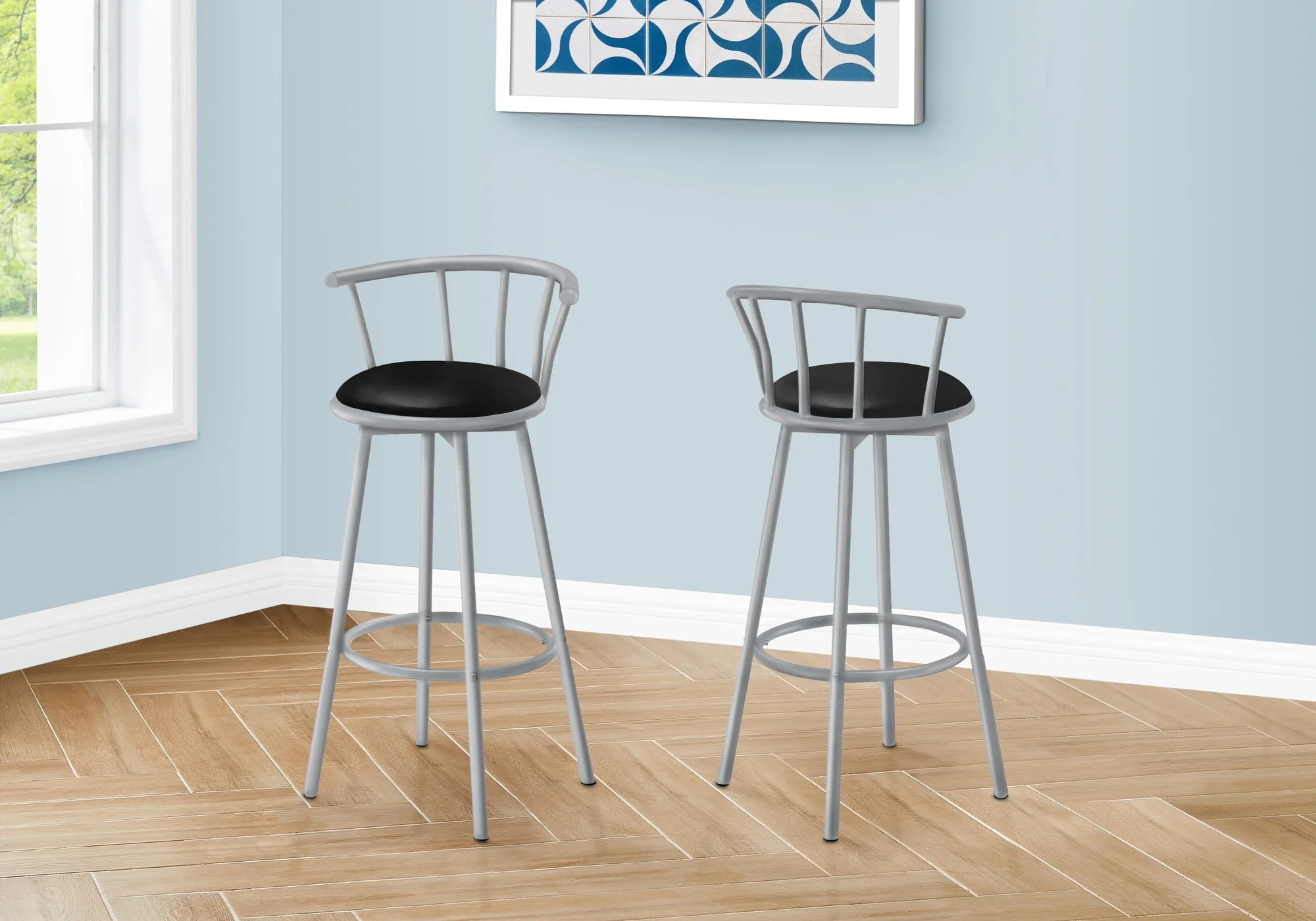 Swivel Stool Bar Height, Stylish Design Contemporary & Modern (Set of 2) - Image 2