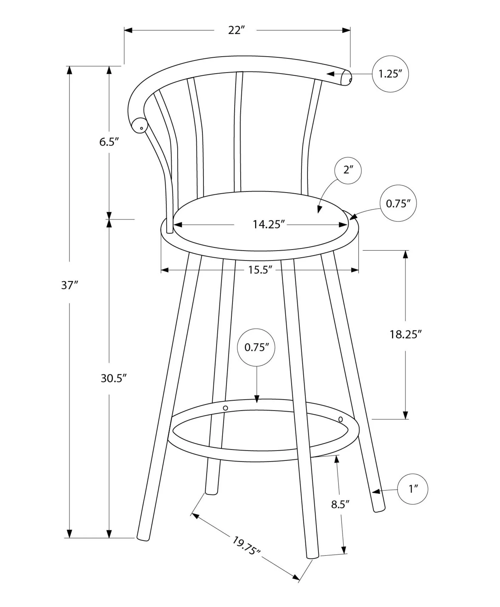 Swivel Stool Bar Height, Stylish Design Contemporary & Modern (Set of 2) - Image 5