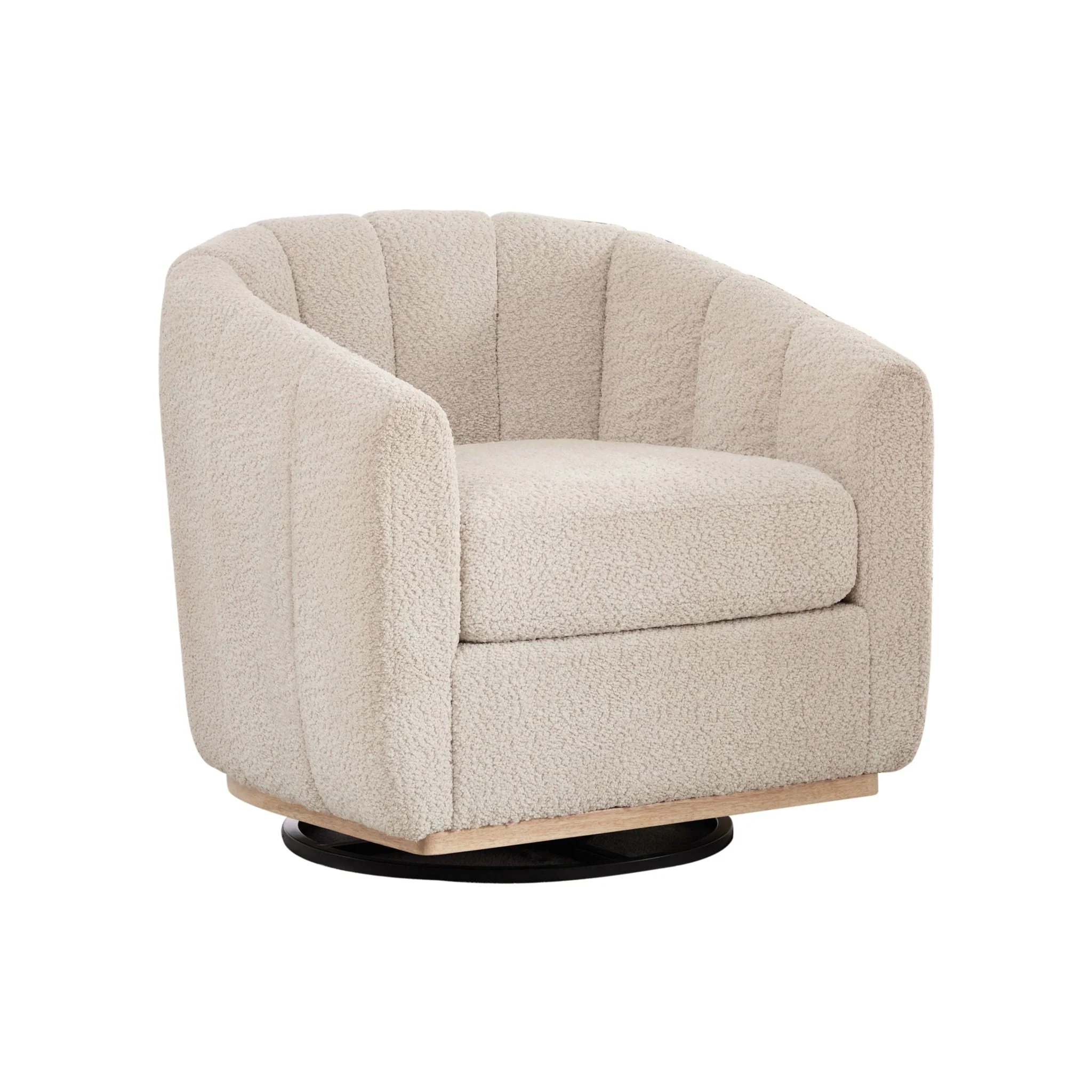 Swivel Upholstered Barrel Chair With Metal Base - Image 2