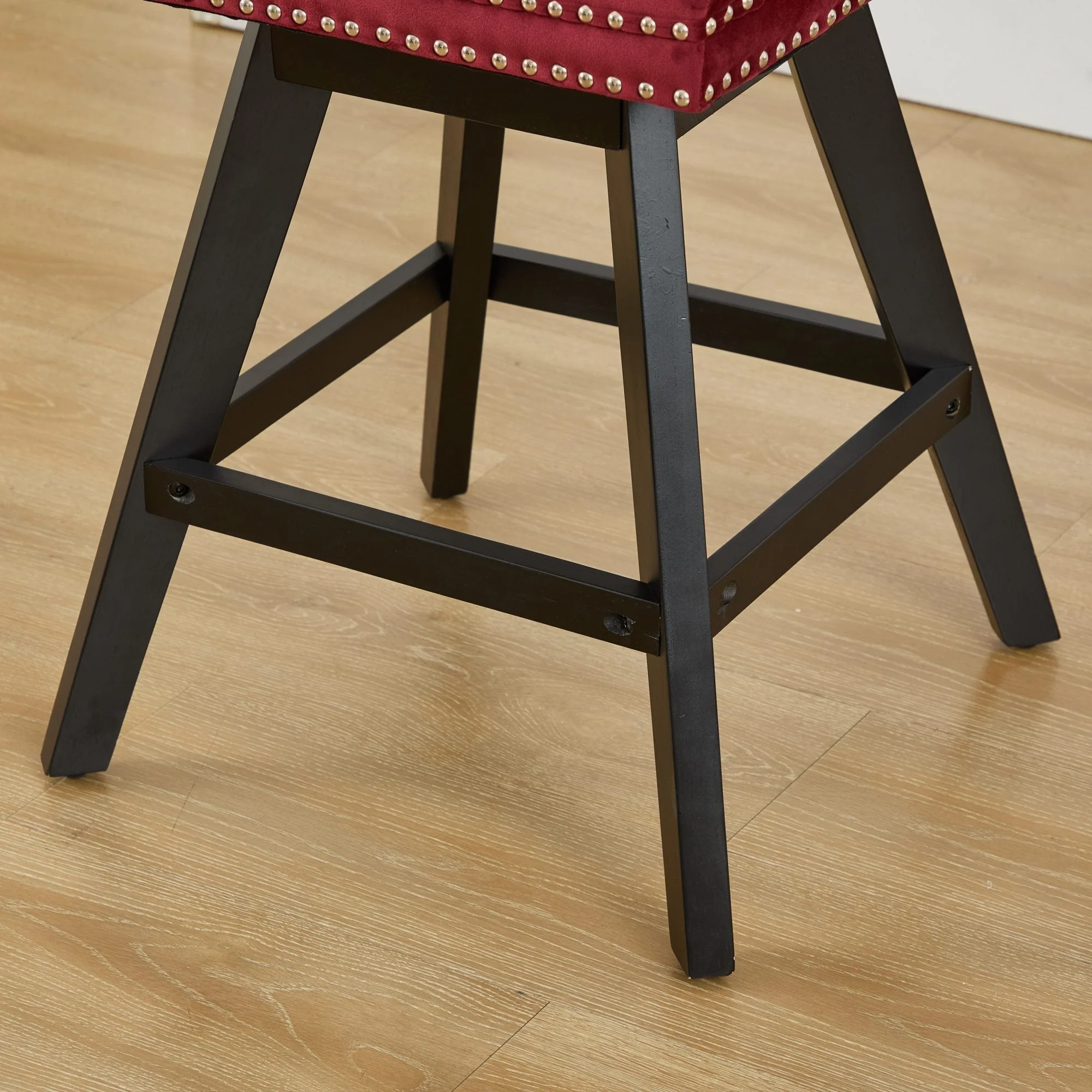 Swivel Velvet Barstools with Button Tufted Decoration - Set of 2 (Wine Red) - Image 13