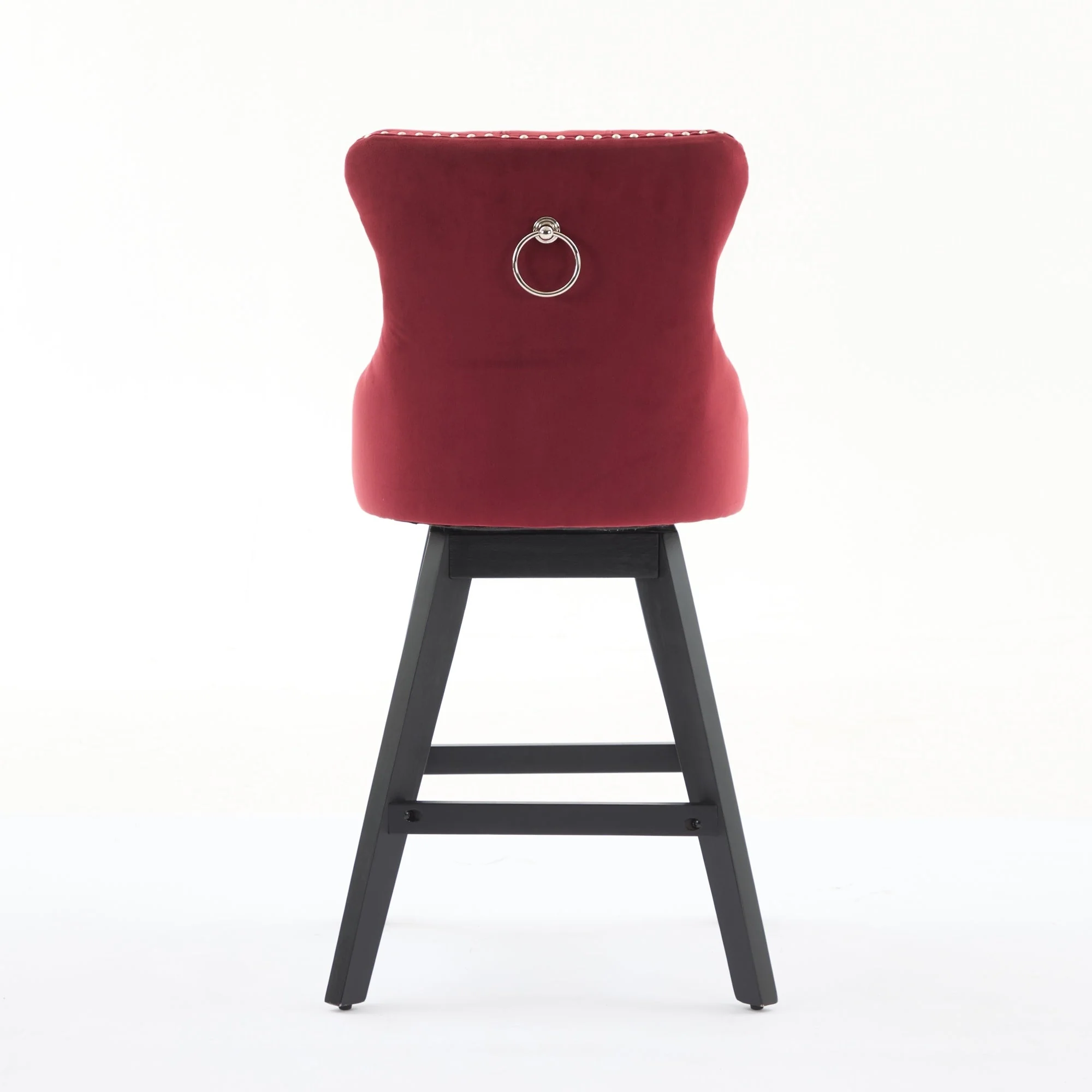 Swivel Velvet Barstools with Button Tufted Decoration - Set of 2 (Wine Red) - Image 8