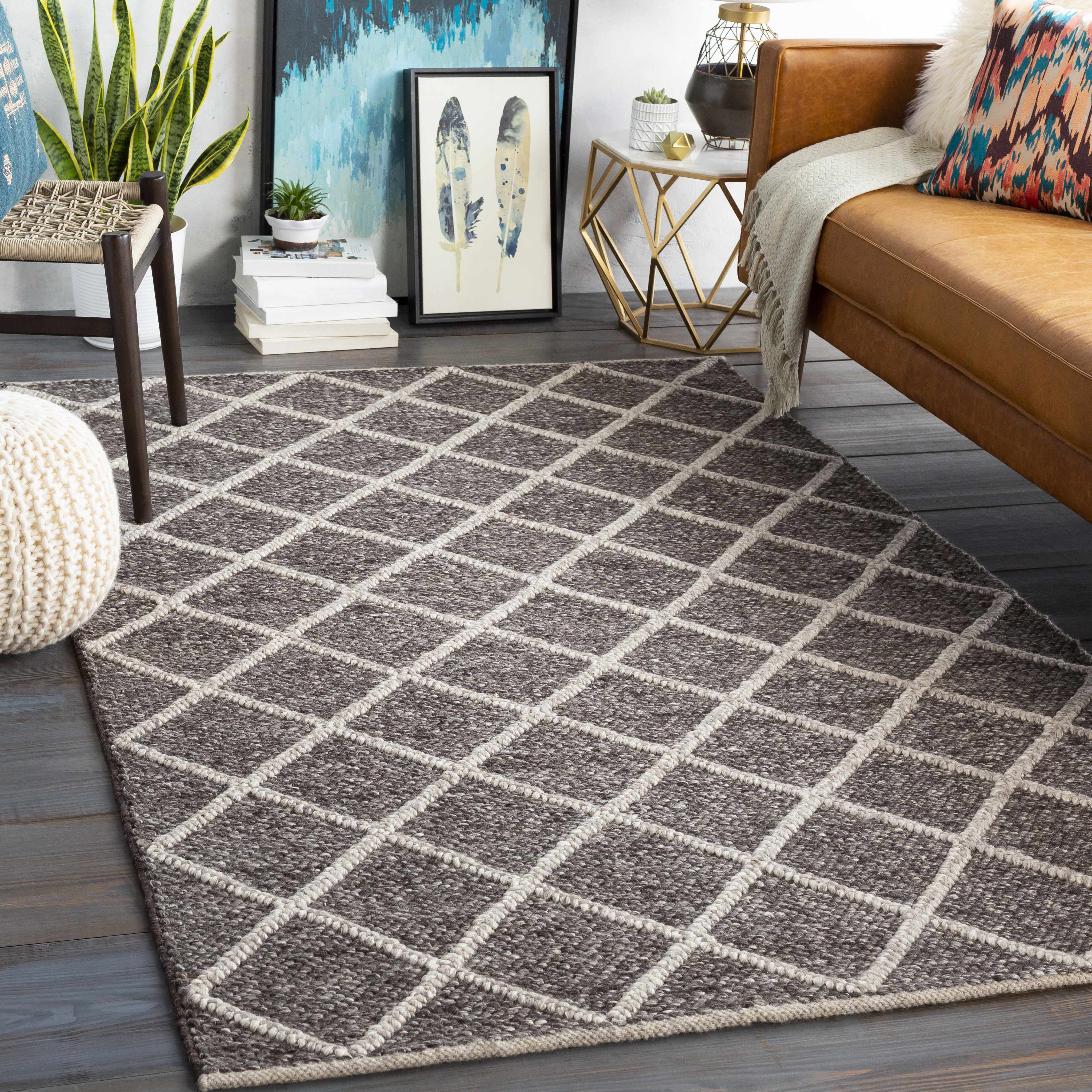 Syosset 2x3 Brown Trellis Wool&Viscose Rug - Clearance - Image 2