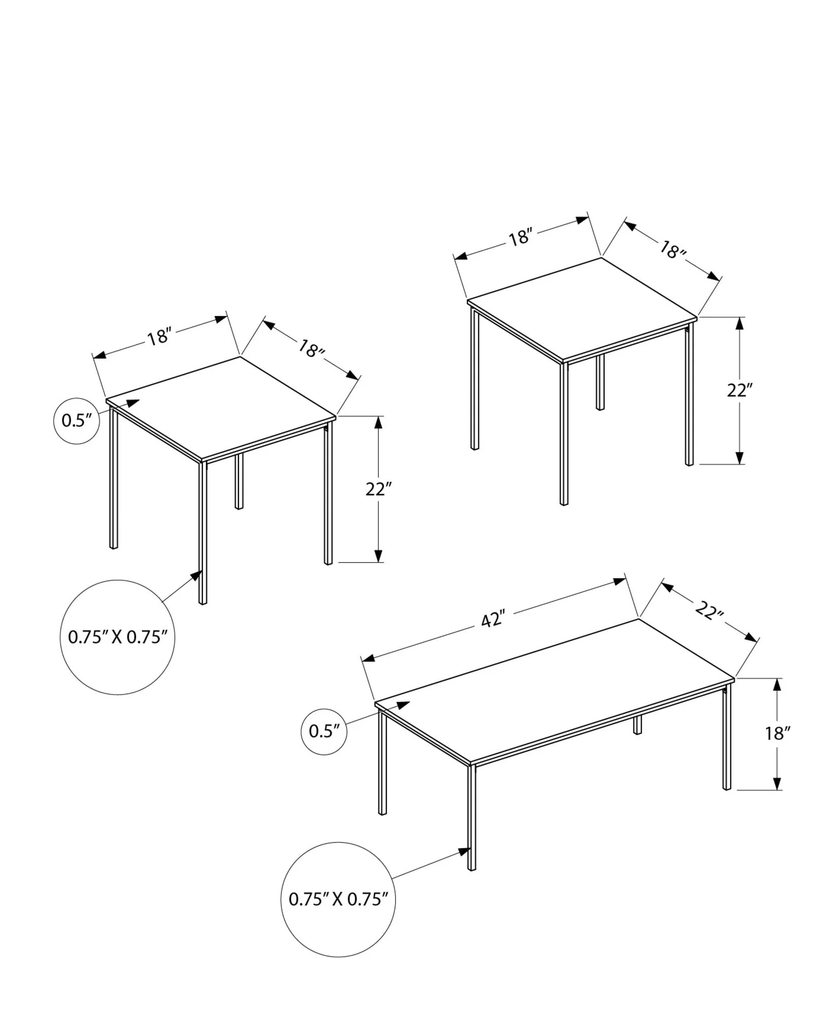 Table Set, Coffee, End, Contemporary, Modern (Set of 3) - Image 18