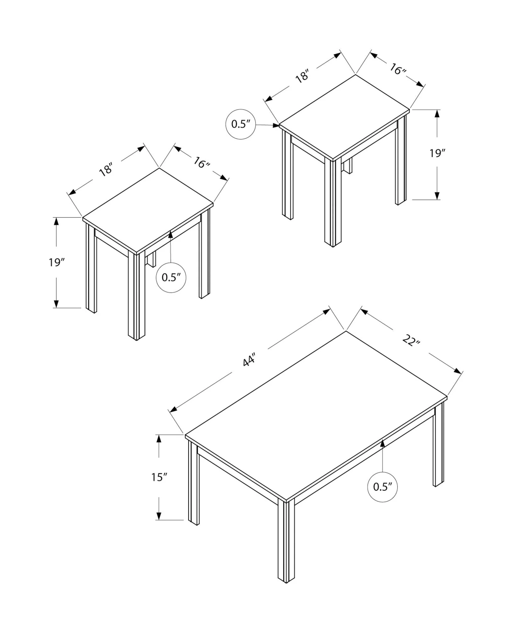 Table Set, Coffee, End, Side, Accent For Living Room Transitional (Set of 3) - Image 7