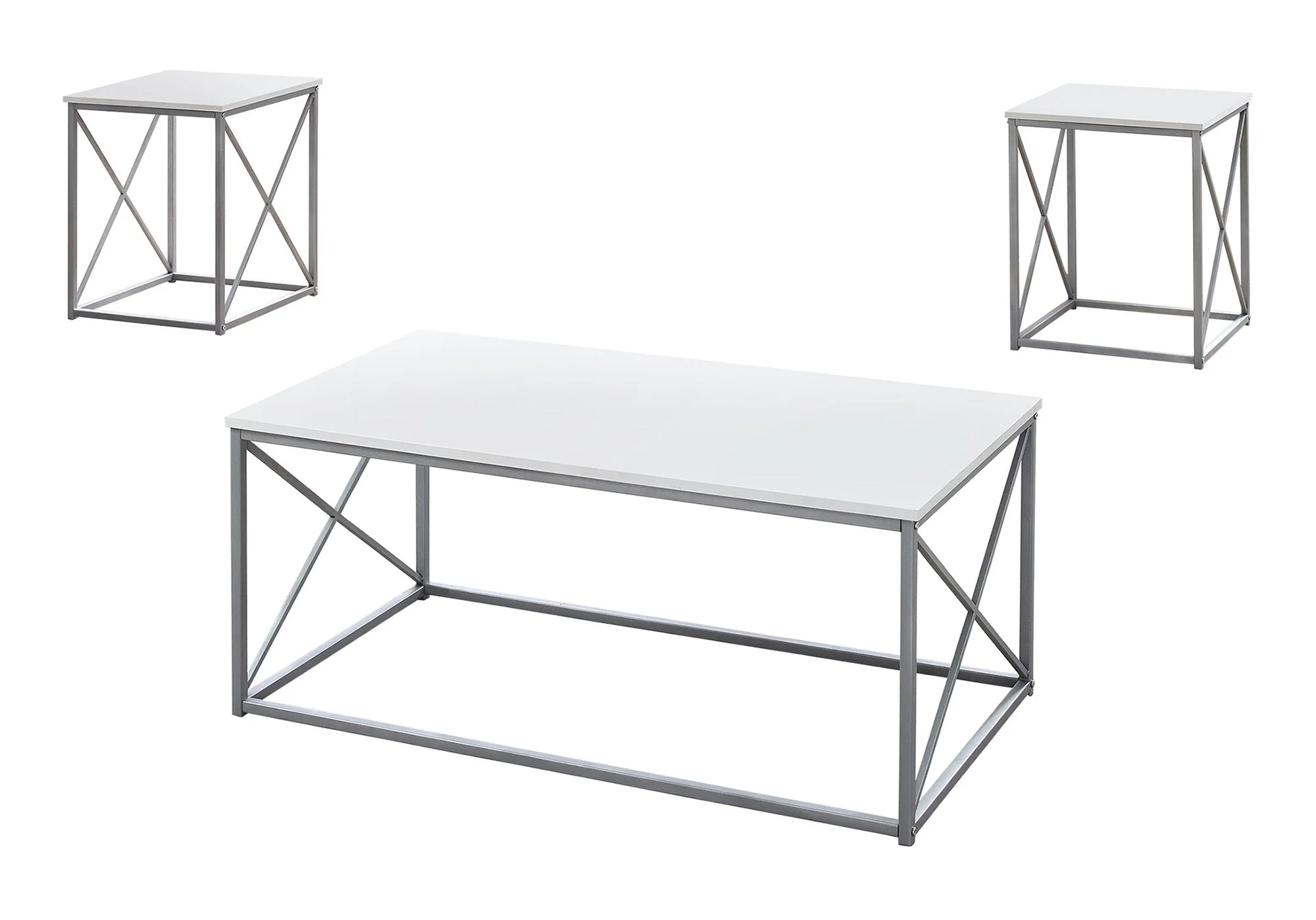 Table Set, Coffee, End, Side, Accent, Living Room, Contemporary, Modern (Set of 3) - White - Image 2