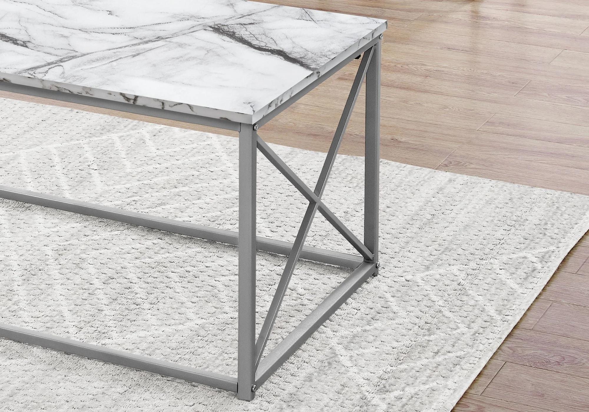 Table Set, Coffee, End, Side, Accent, Living Room, Marble Look Laminate, Contemporary & Modern (Set of 3) - Image 5