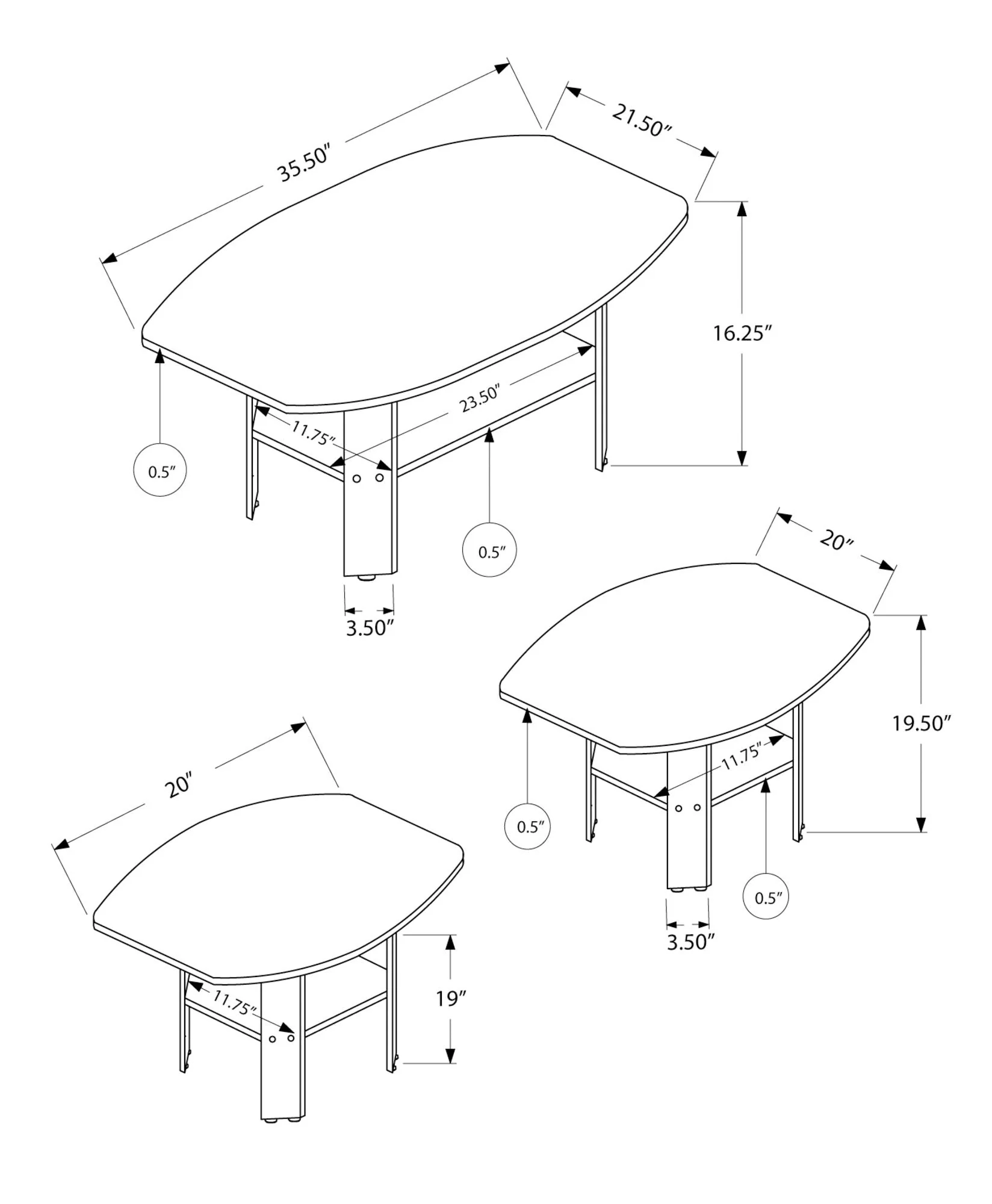 Table Set: Coffee, End, Side, Accent, Living Room, Transitional (Set of 3) - Espresso - Image 2