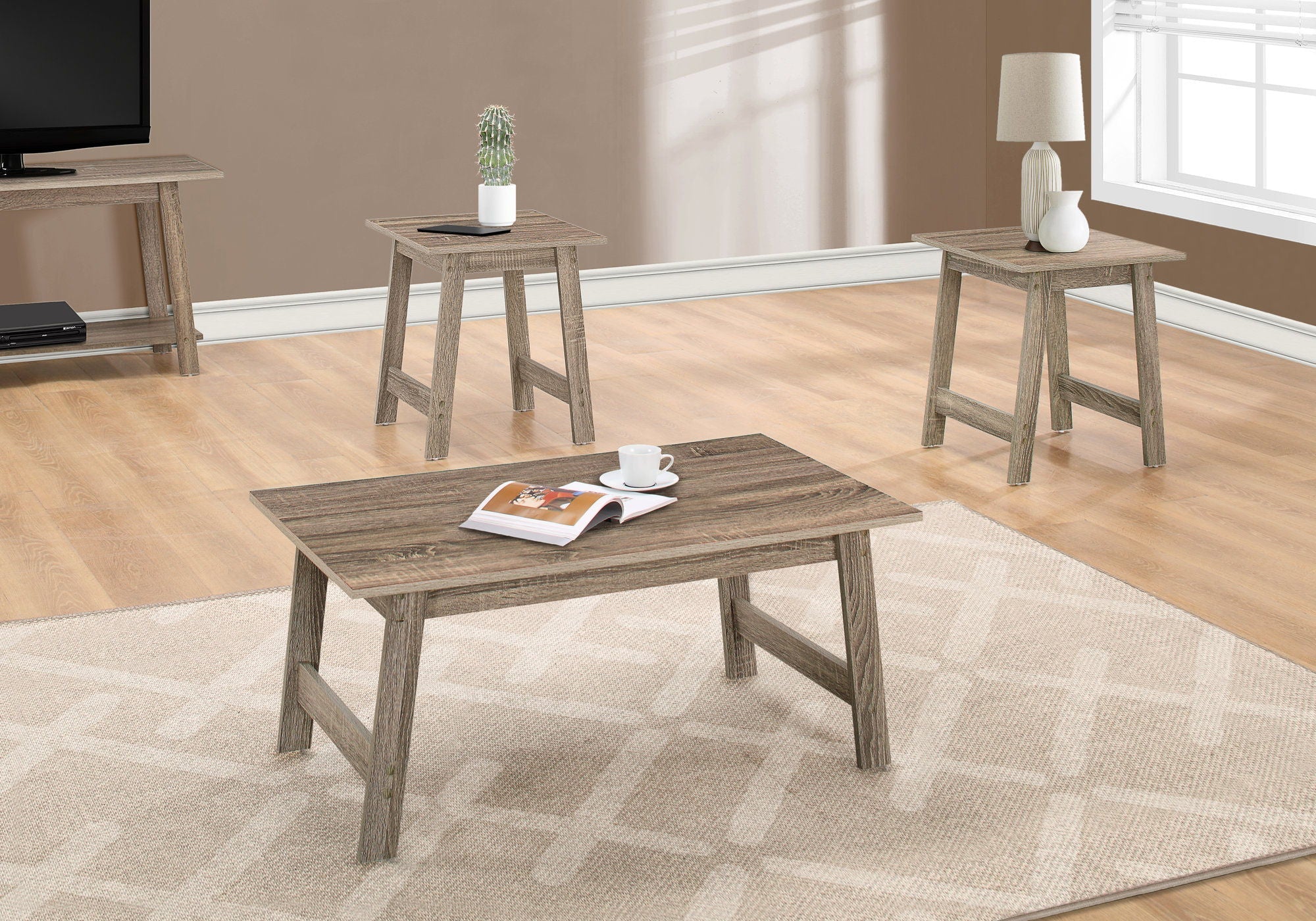 Table Set, Coffee, End, Side, Accent, Living Room Transitional (Set of 3) - Image 2