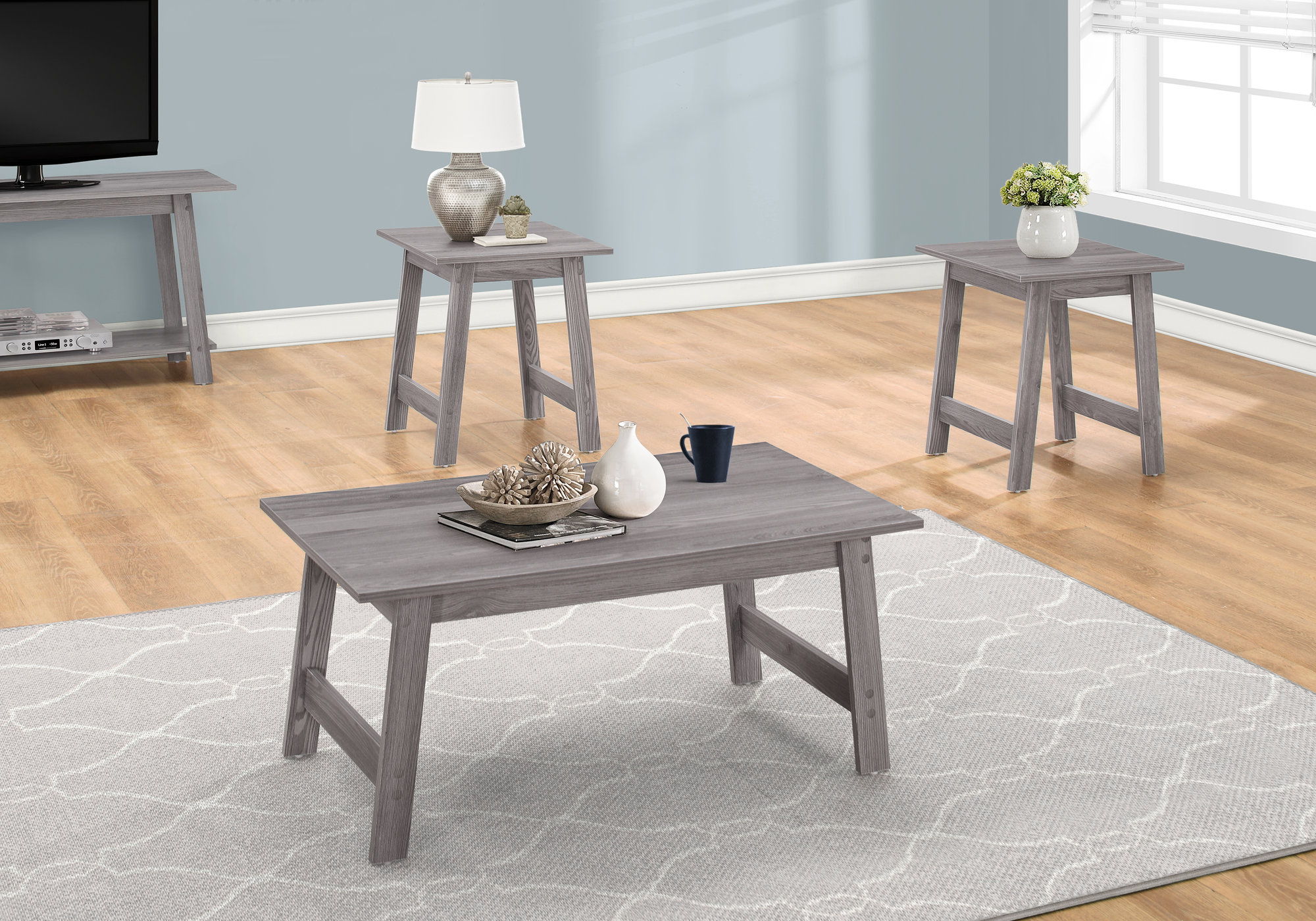 Table Set, Coffee, End, Side, Accent, Living Room Transitional (Set of 3) - Image 3