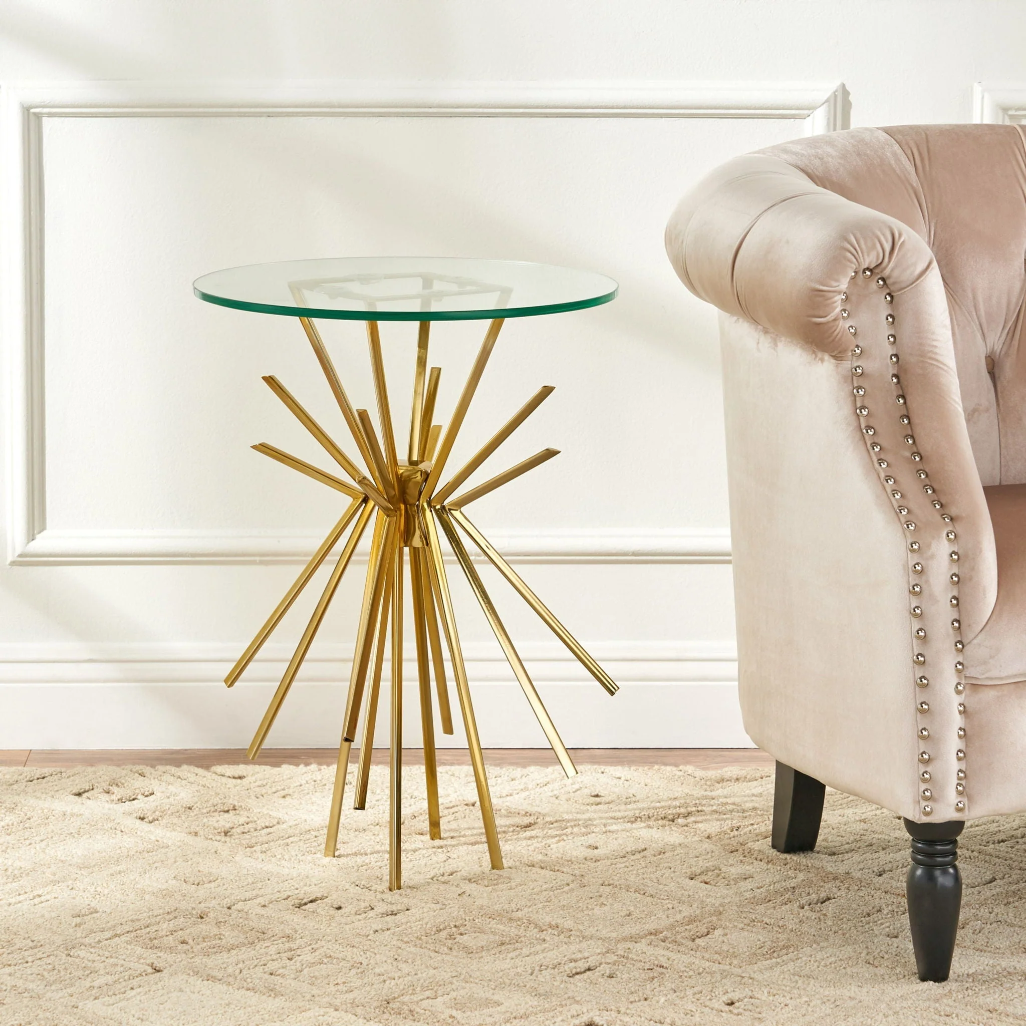 Table With Sunburst Design - Gold - Image 3