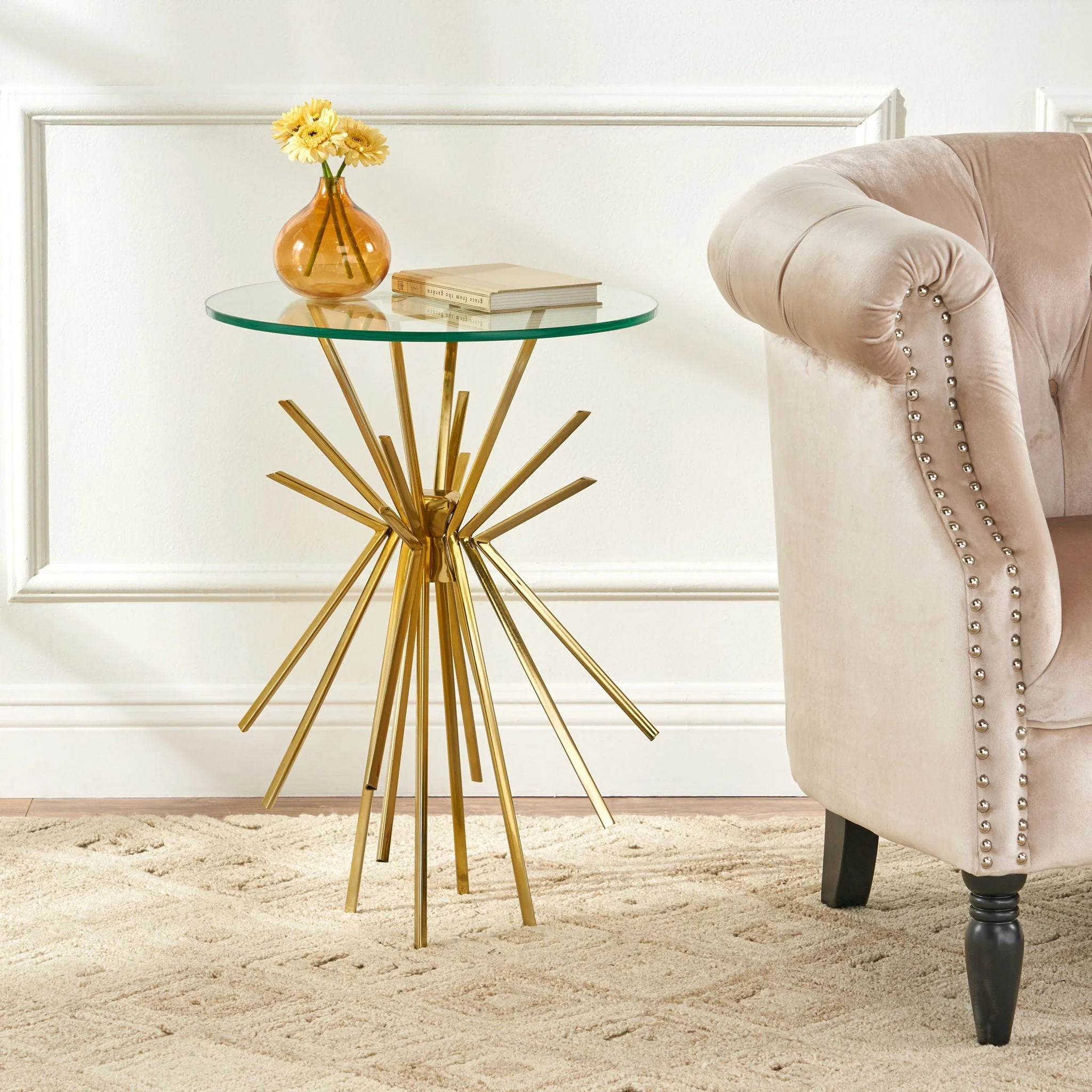 Table With Sunburst Design - Gold - Image 4