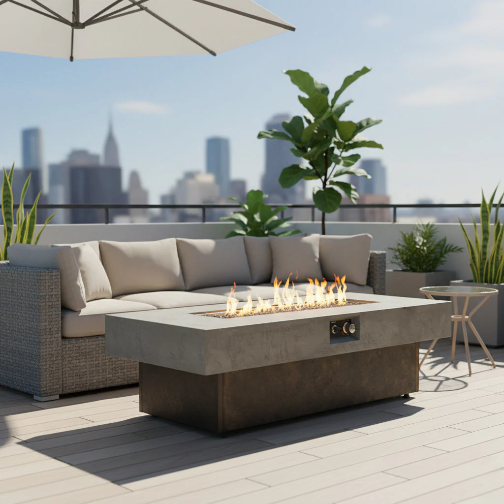 Tabletop Propane Fire Pits 55 x 23 in, 50,000 BTU Outdoor Firepit Table