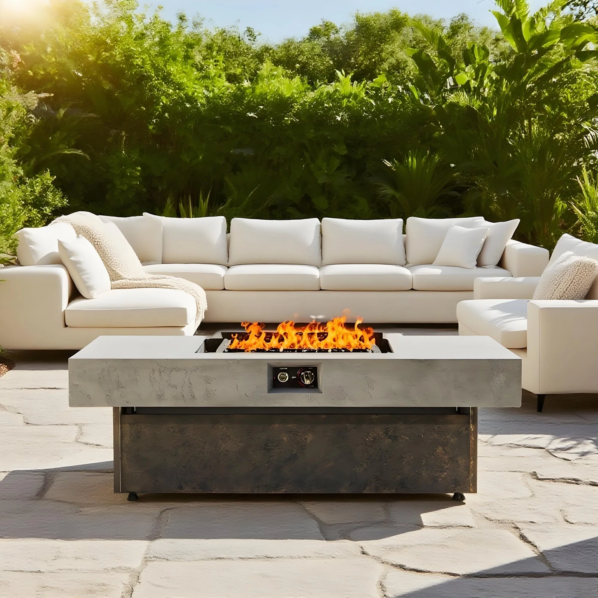 Tabletop Propane Fire Pits 55 x 23 in, 50,000 BTU Outdoor Firepit Table - Image 2
