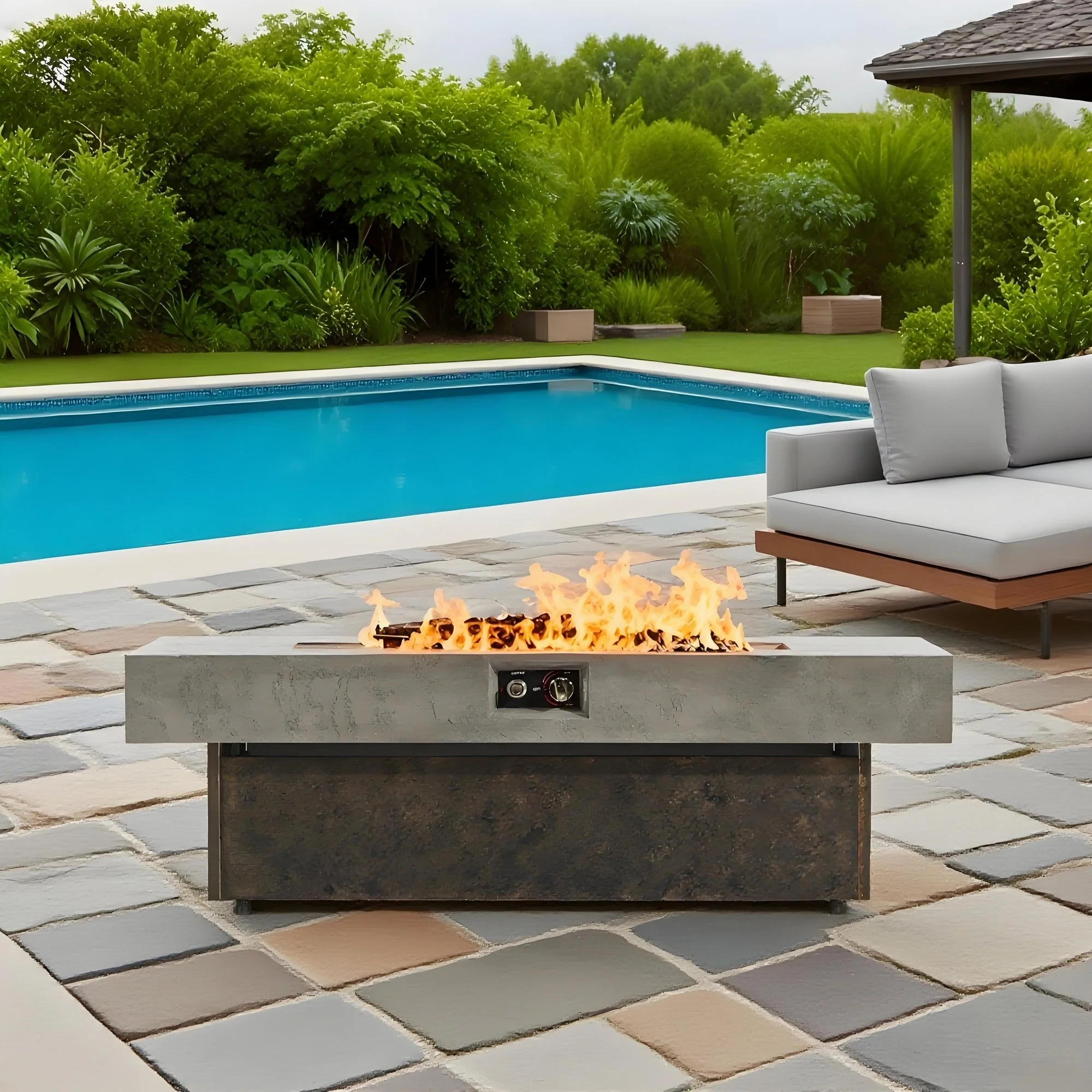 Tabletop Propane Fire Pits 55 x 23 in, 50,000 BTU Outdoor Firepit Table - Image 5