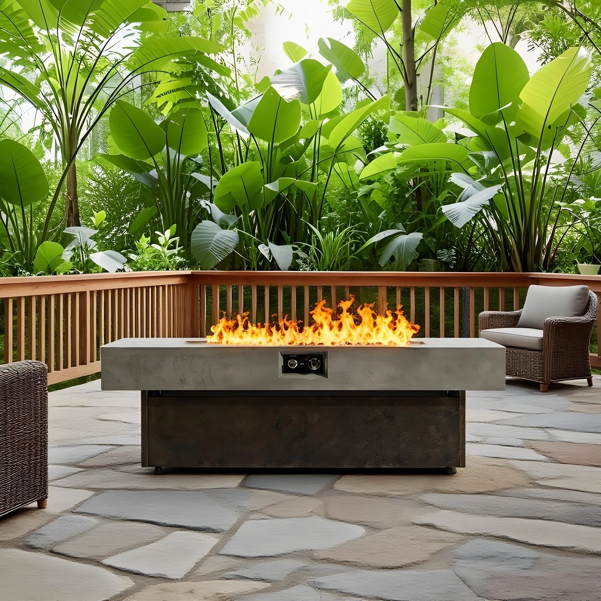Tabletop Propane Fire Pits 55 x 23 in, 50,000 BTU Outdoor Firepit Table - Image 8