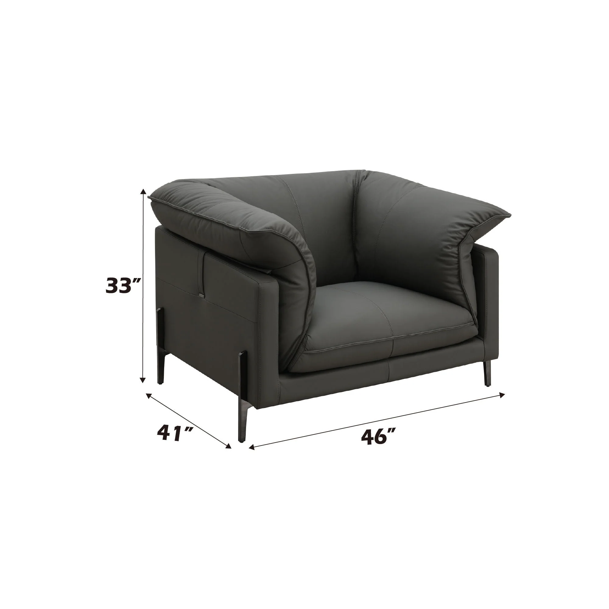 Tadi - Top Grain Leather Chair - Black - Image 4