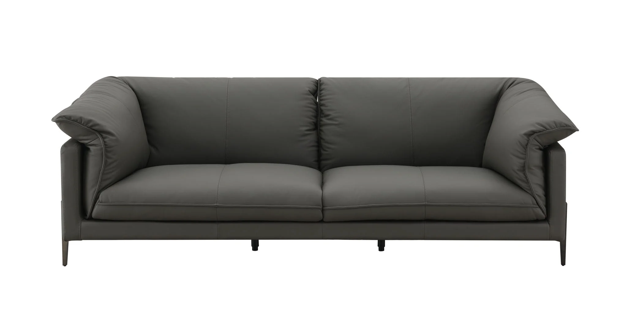 Tadi - Top Grain Leather Loveseat - Black - Image 2
