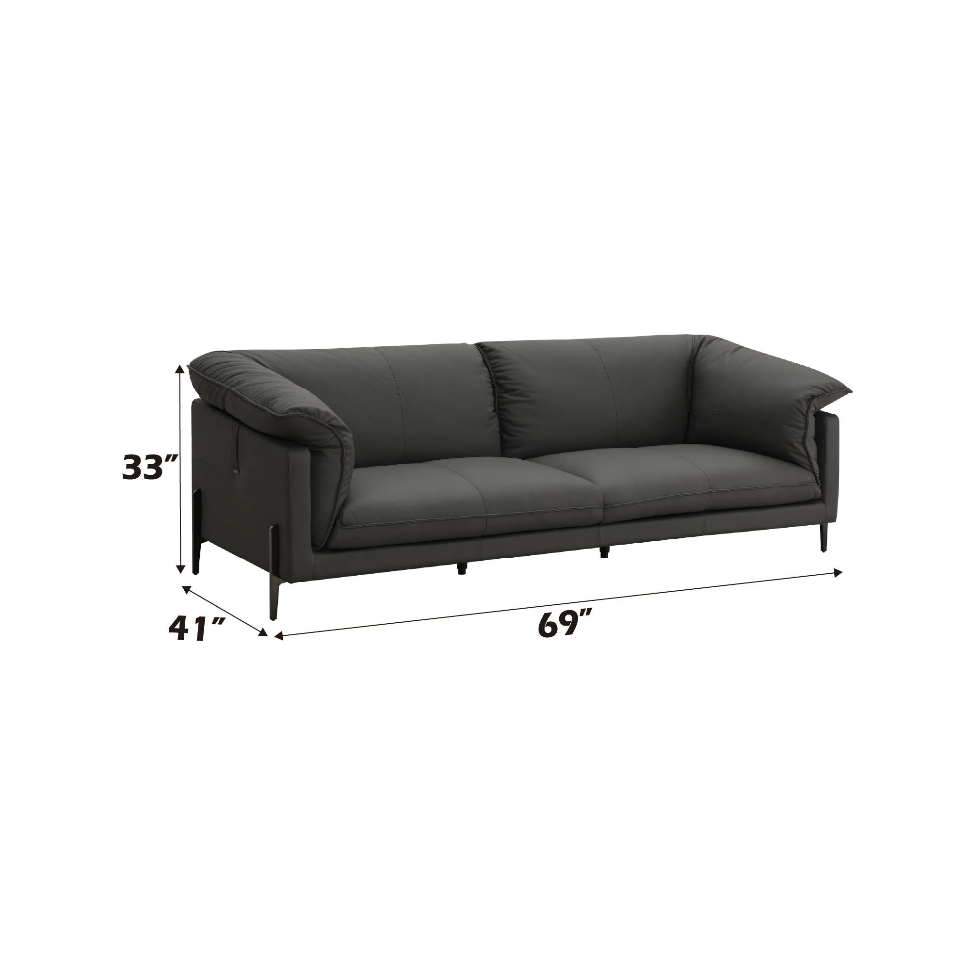 Tadi - Top Grain Leather Loveseat - Black - Image 3