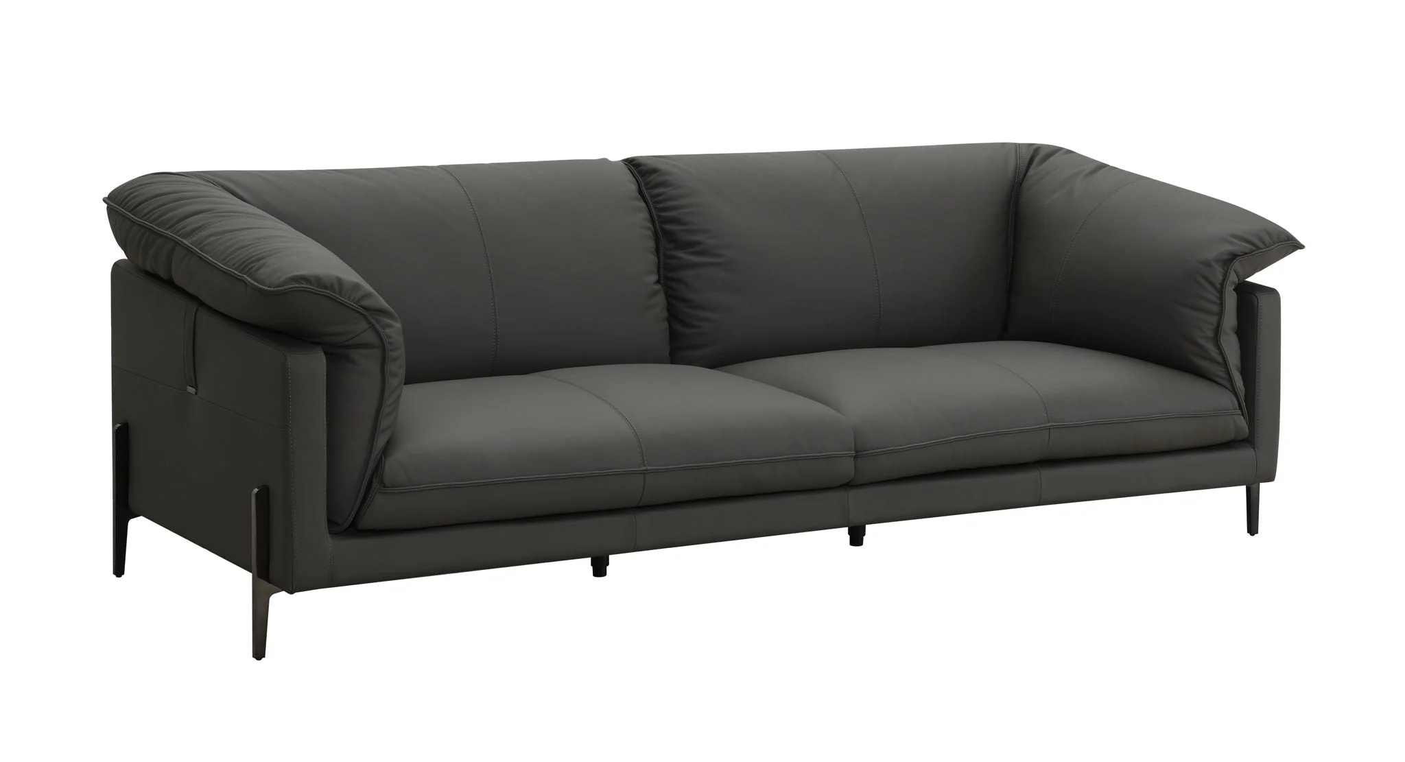 Tadi - Top Grain Leather Sofa - Black - Image 3