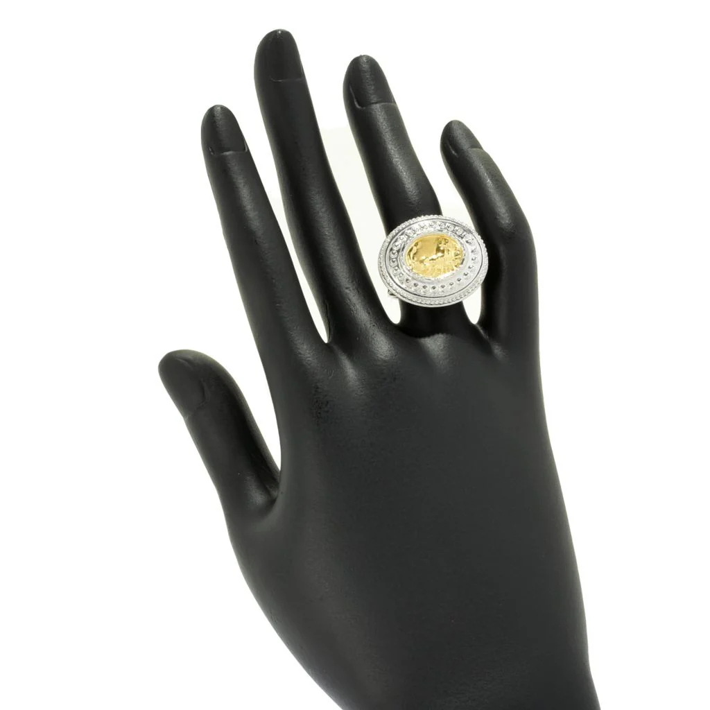 Tagliamonte Two-tone Gold Plated Sterling Silver Chariot Cameo Ring - Image 2