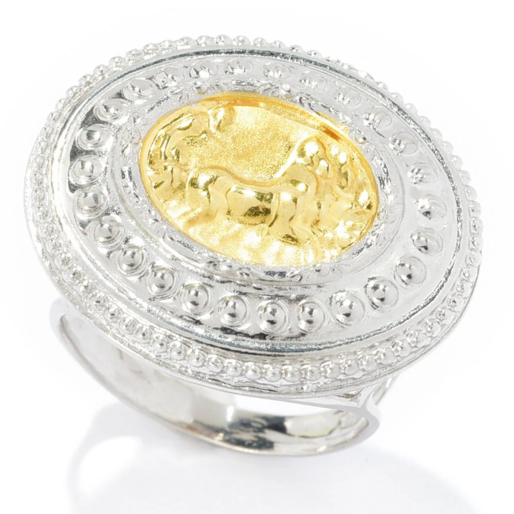 Tagliamonte Two-tone Gold Plated Sterling Silver Chariot Cameo Ring - Image 3
