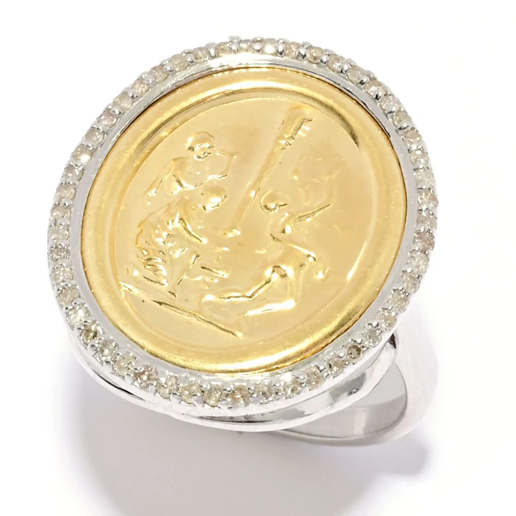 Tagliamonte Two-tone Maypole Cameo Diamond Accented Oval Ring - Image 3