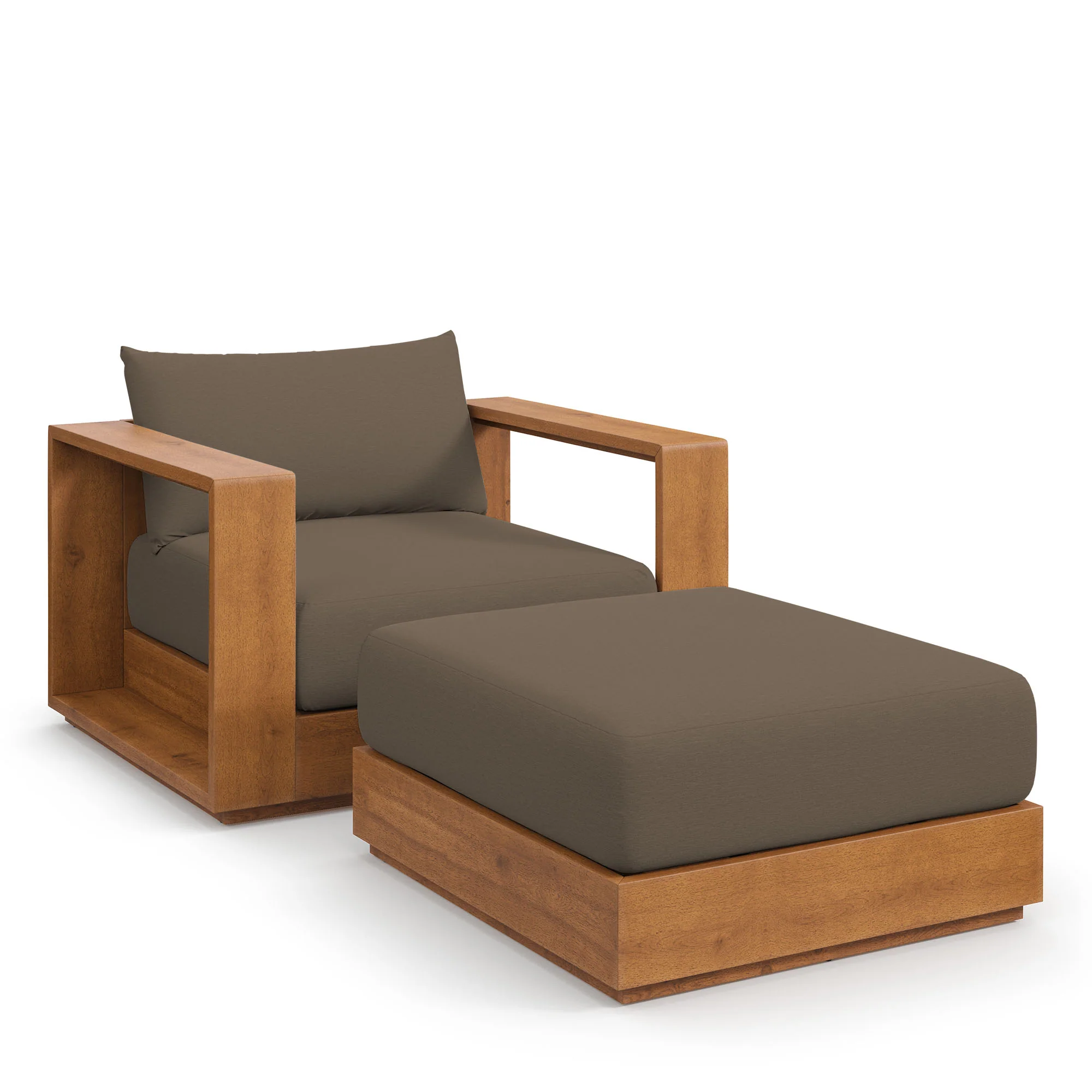 Tahoe 2-Piece Outdoor Patio Acacia Wood Armchair and Ottoman Set by Modway - Image 14