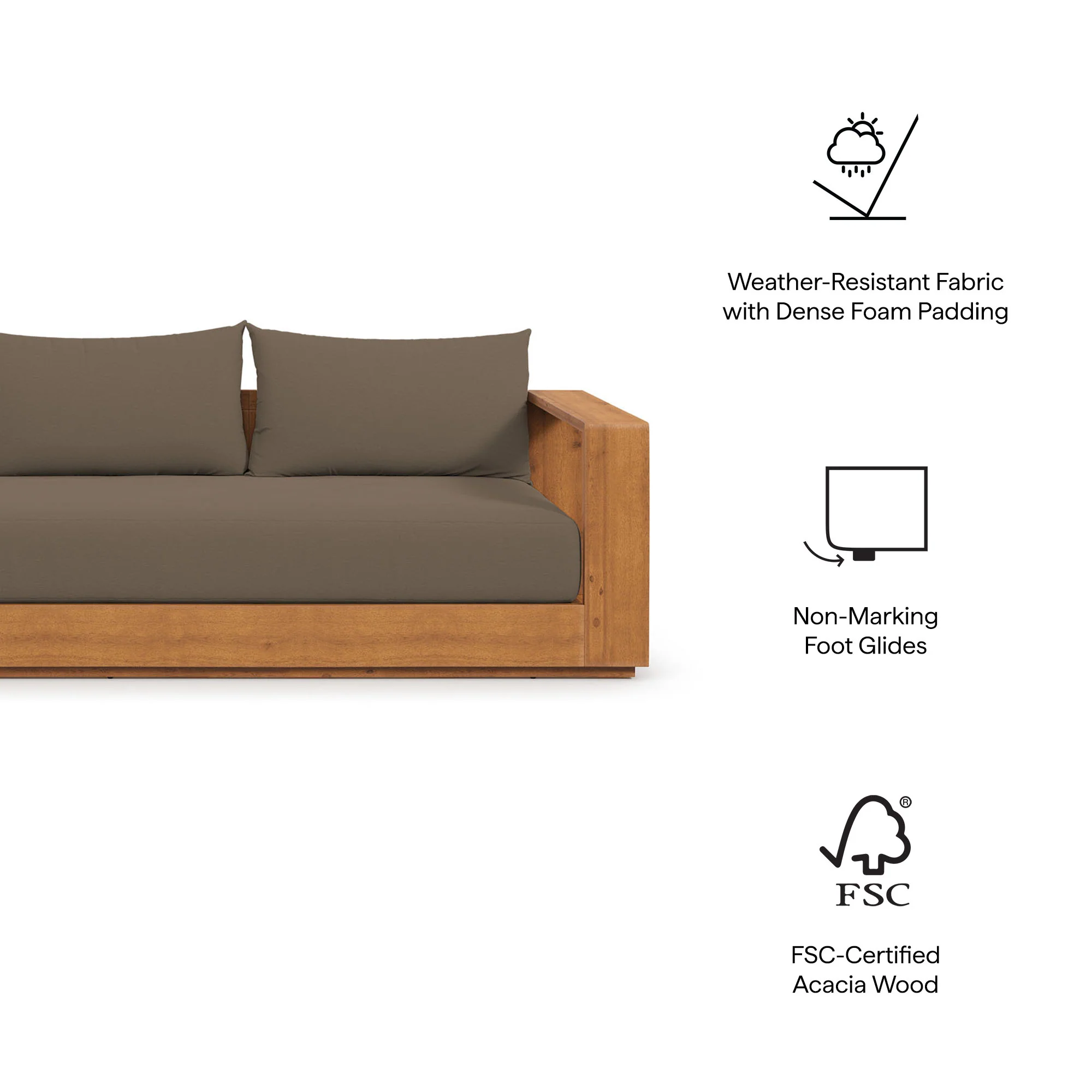 Tahoe 2-Piece Outdoor Patio Acacia Wood Sofa and Coffee Table Set by Modway - Image 13
