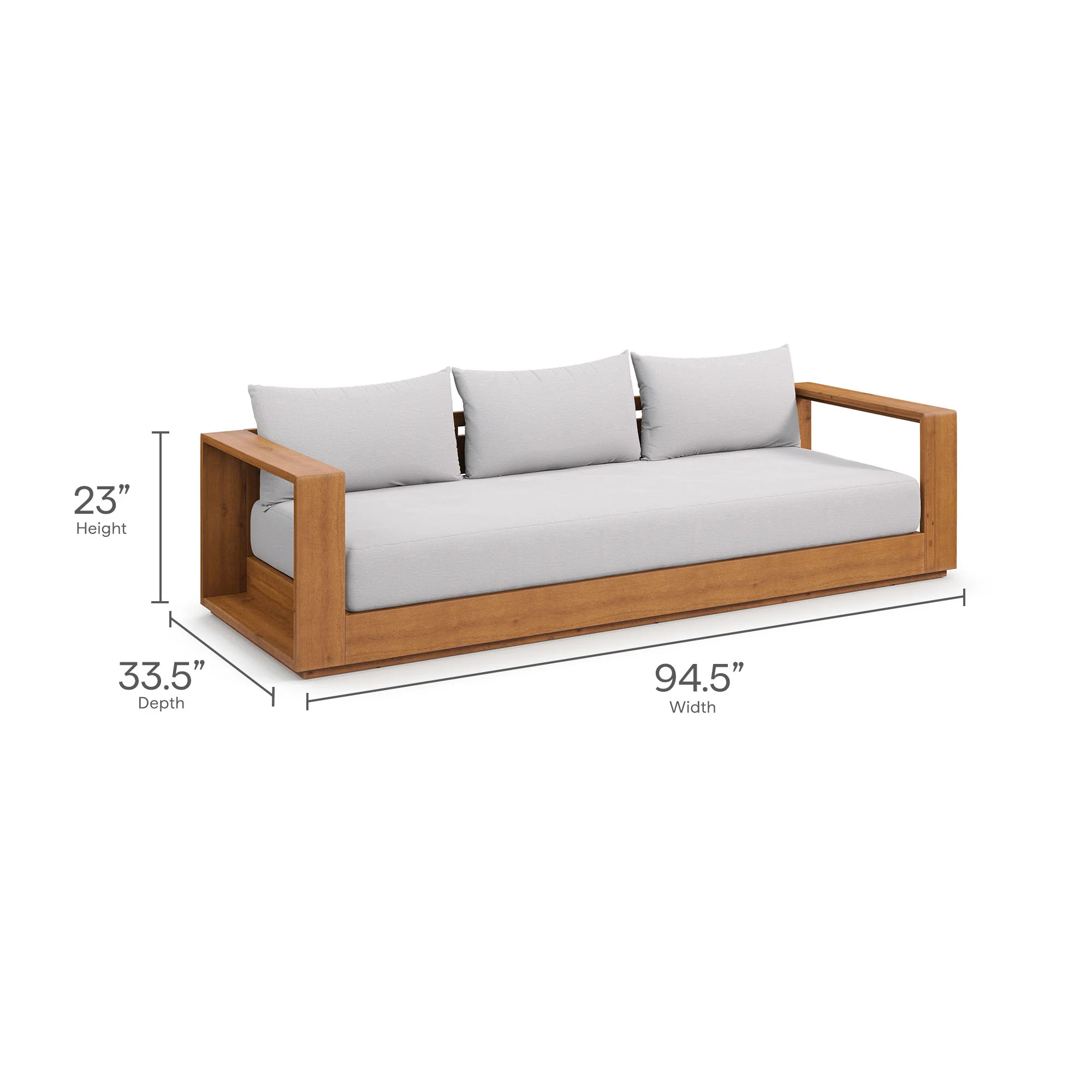 Tahoe 2-Piece Outdoor Patio Acacia Wood Sofa and Coffee Table Set by Modway - Image 5