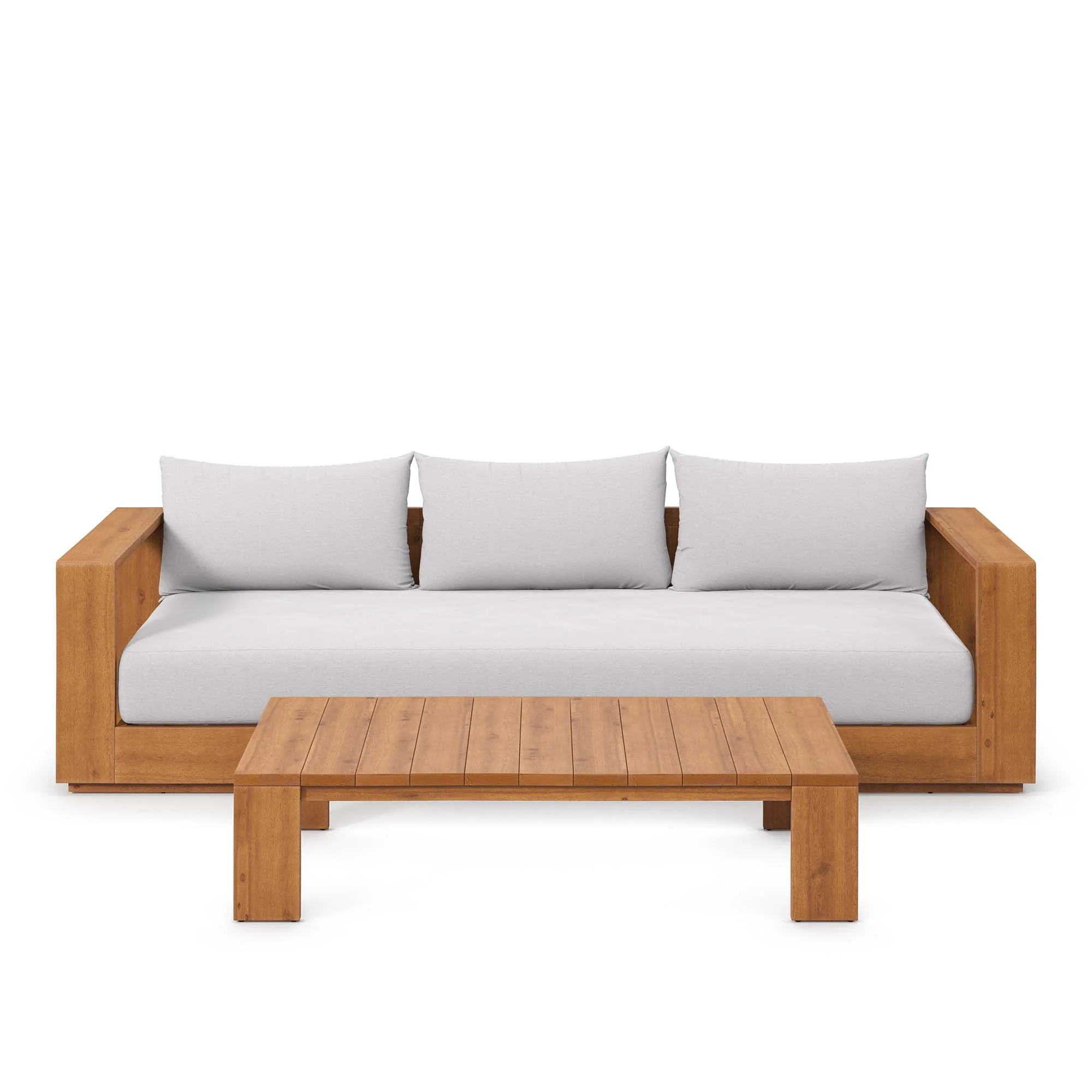 Tahoe 2-Piece Outdoor Patio Acacia Wood Sofa and Coffee Table Set by Modway - Image 6