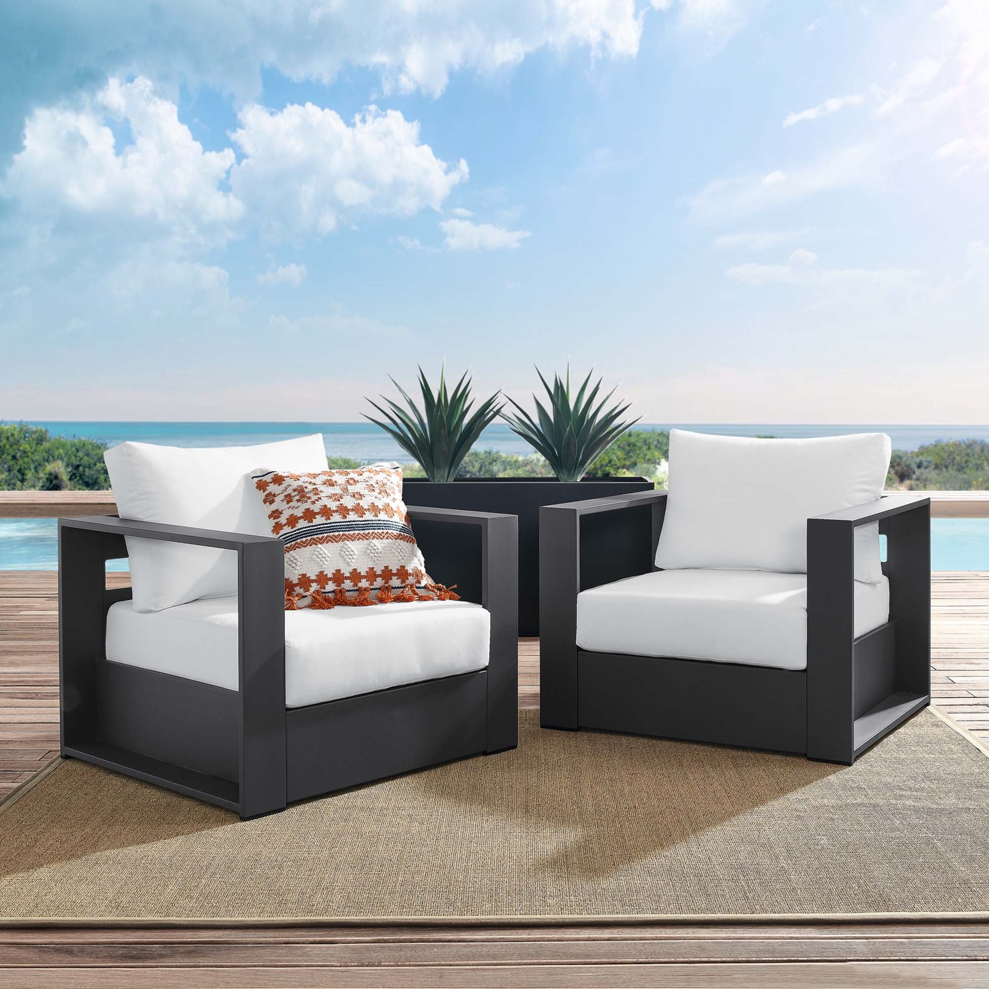 Tahoe 2-Piece Outdoor Patio Powder-Coated Aluminum Armchair Set by Modway - Image 13