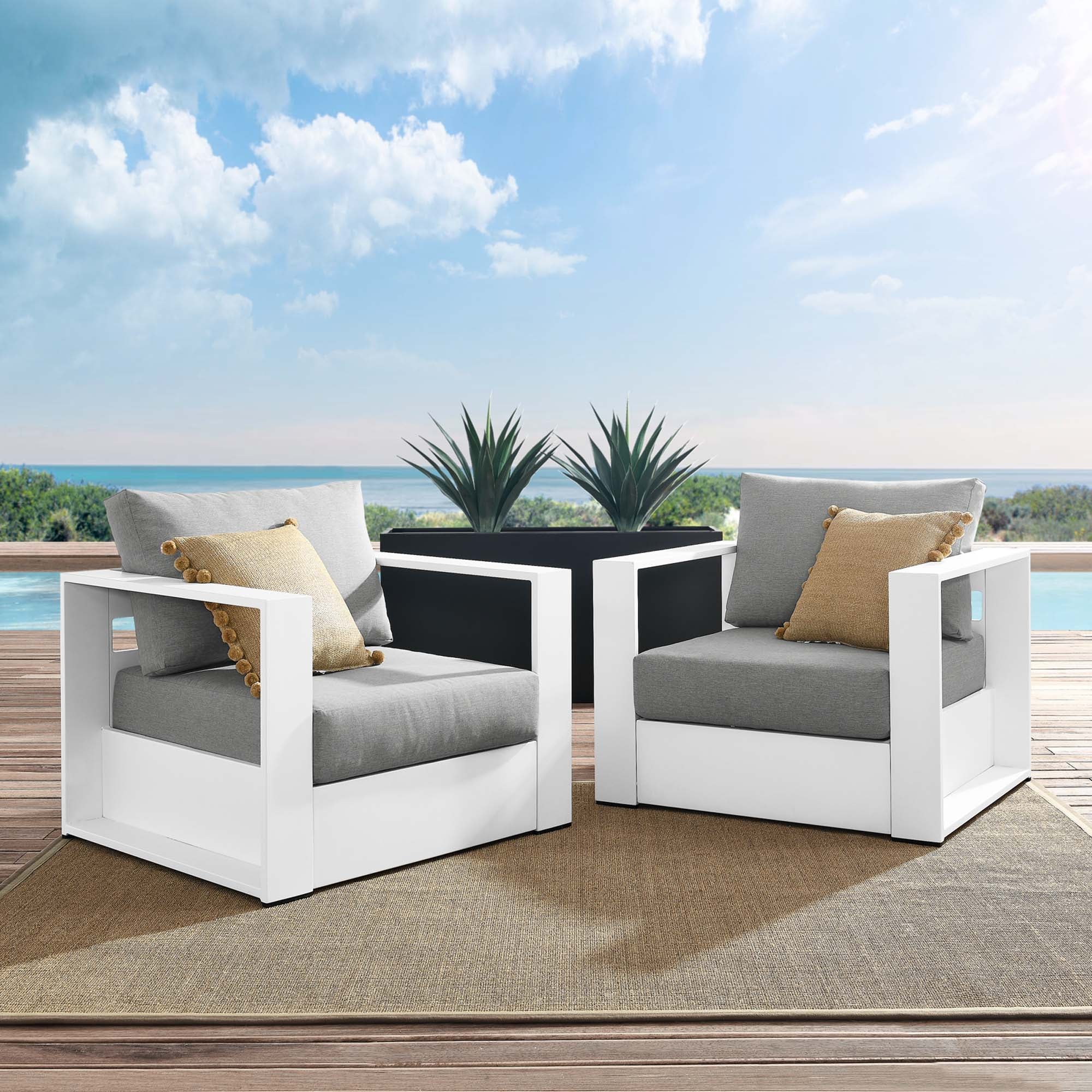 Tahoe 2-Piece Outdoor Patio Powder-Coated Aluminum Armchair Set by Modway - Image 14