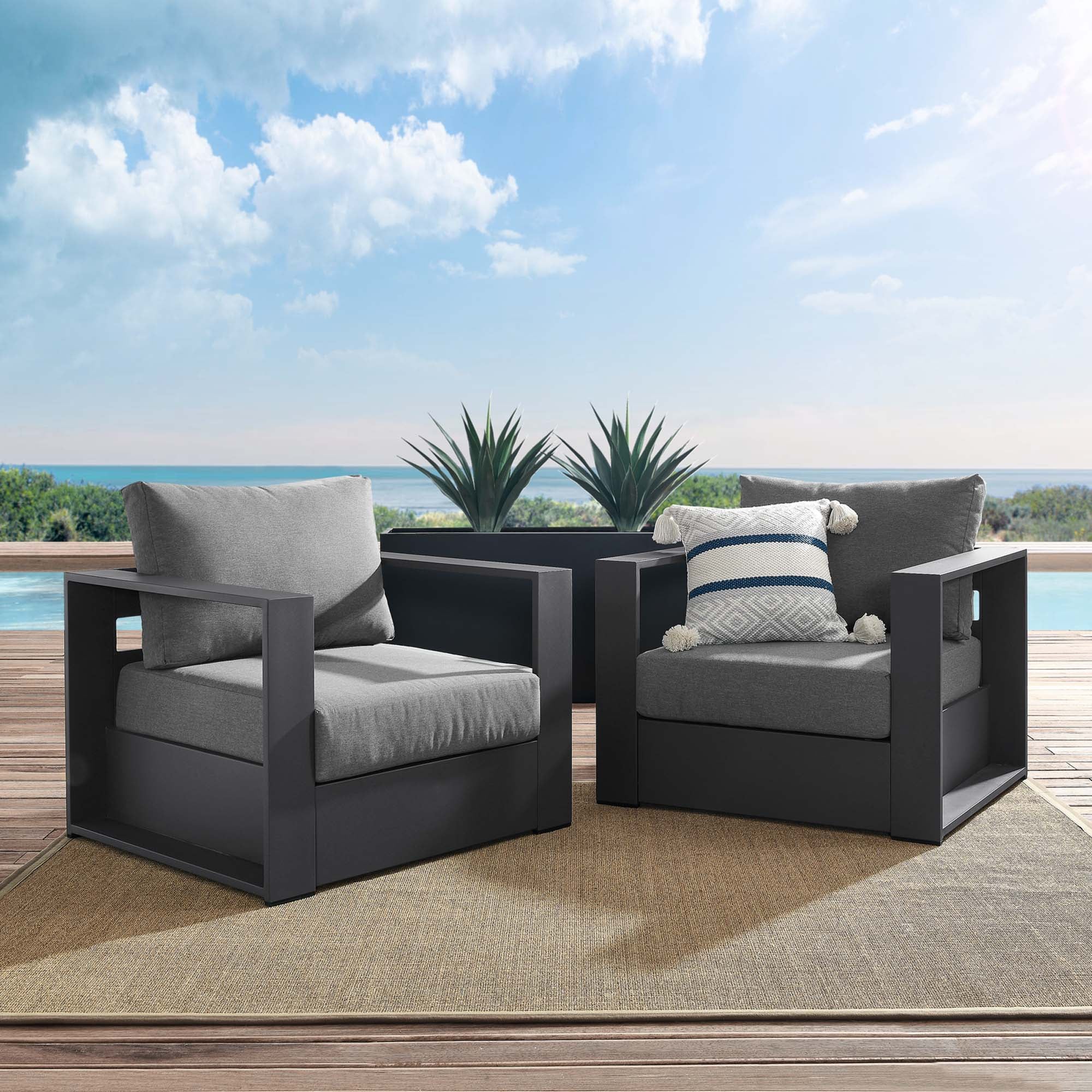 Tahoe 2-Piece Outdoor Patio Powder-Coated Aluminum Armchair Set by Modway - Image 15