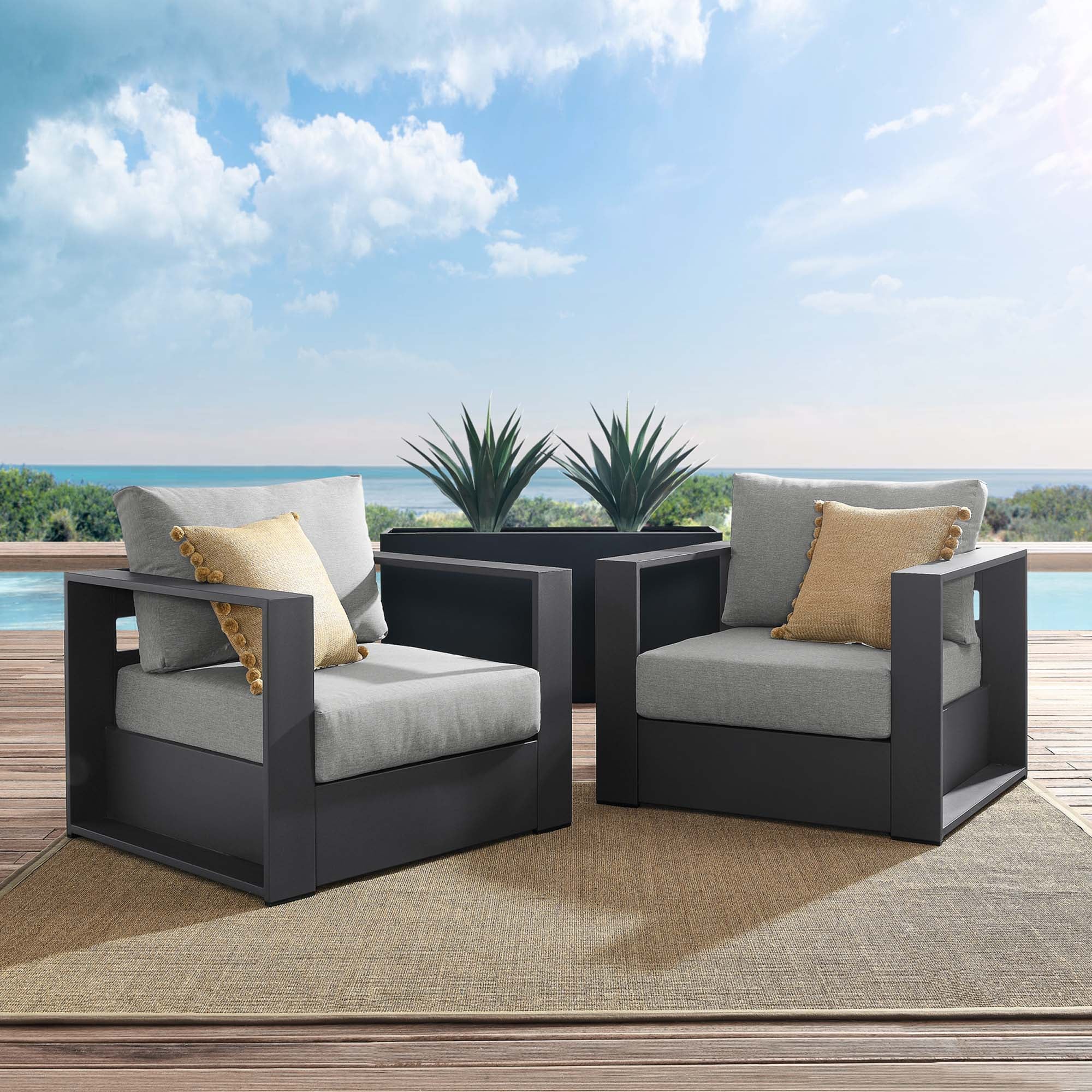 Tahoe 2-Piece Outdoor Patio Powder-Coated Aluminum Armchair Set by Modway - Image 16